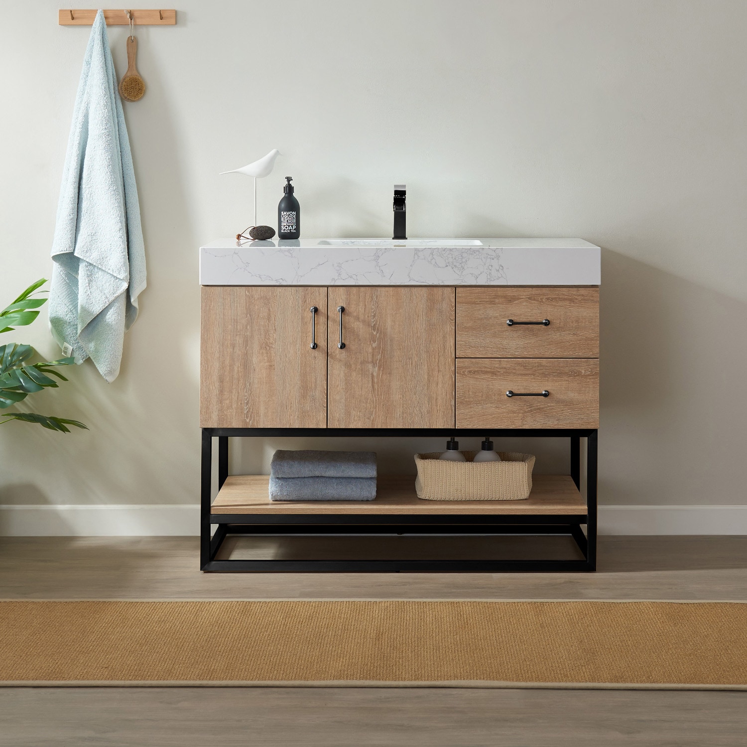 León 72in. Free-standing Double Bathroom Vanity in Fir Wood Brown with –  Vinnova Design