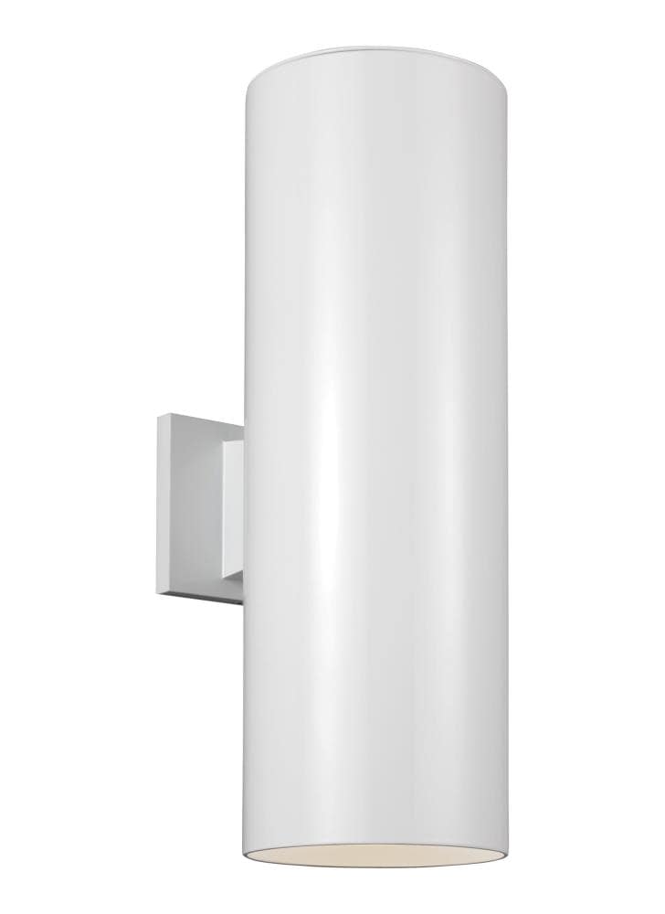 Generation Lighting 8413997S-15 Outdoor Cylinders 18.2500-in H Polished White Hardwired Integrated LED Outdoor Wall Light