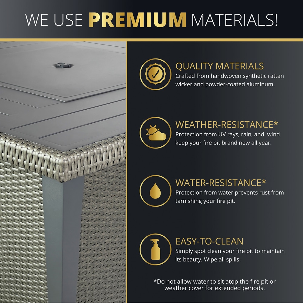 Ethan 42-inch Gray Aluminum and Rattan Gas Fire Pit Table