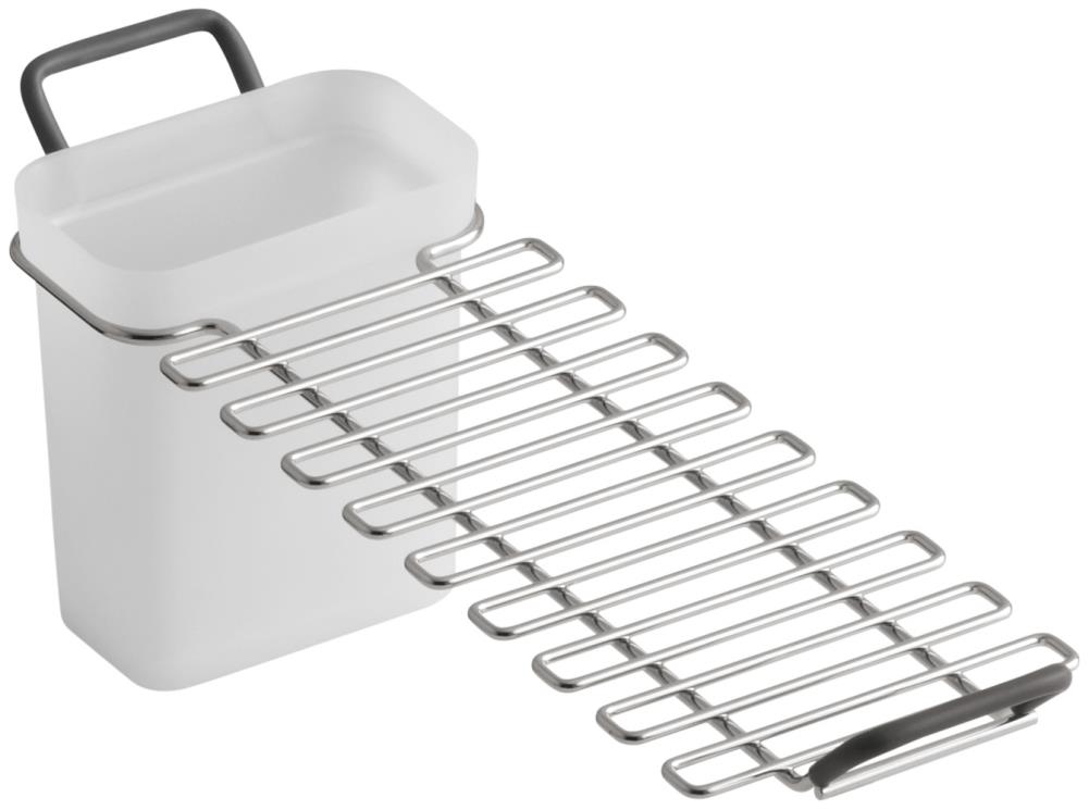 Kennedy White Plastic Collapsible Dish Rack with Cutlery Holder