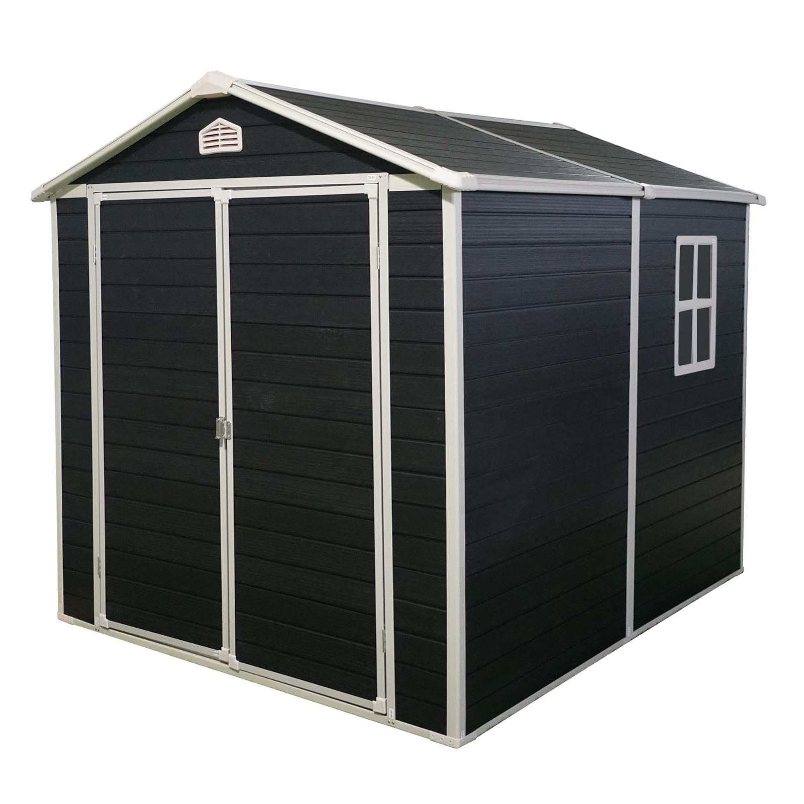 Bayfeve BF-54025-SD 8-ft x 6-ft Black Gable Resin Storage Shed (Floor Included)