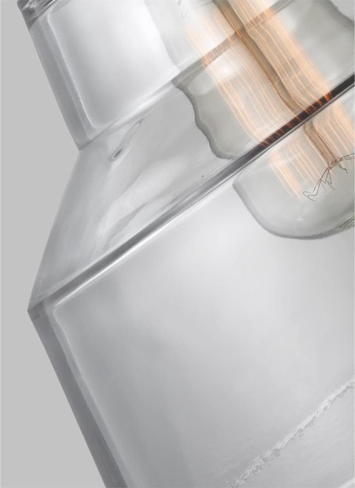 Baskin Polished Nickel Round Glass Pendant Light