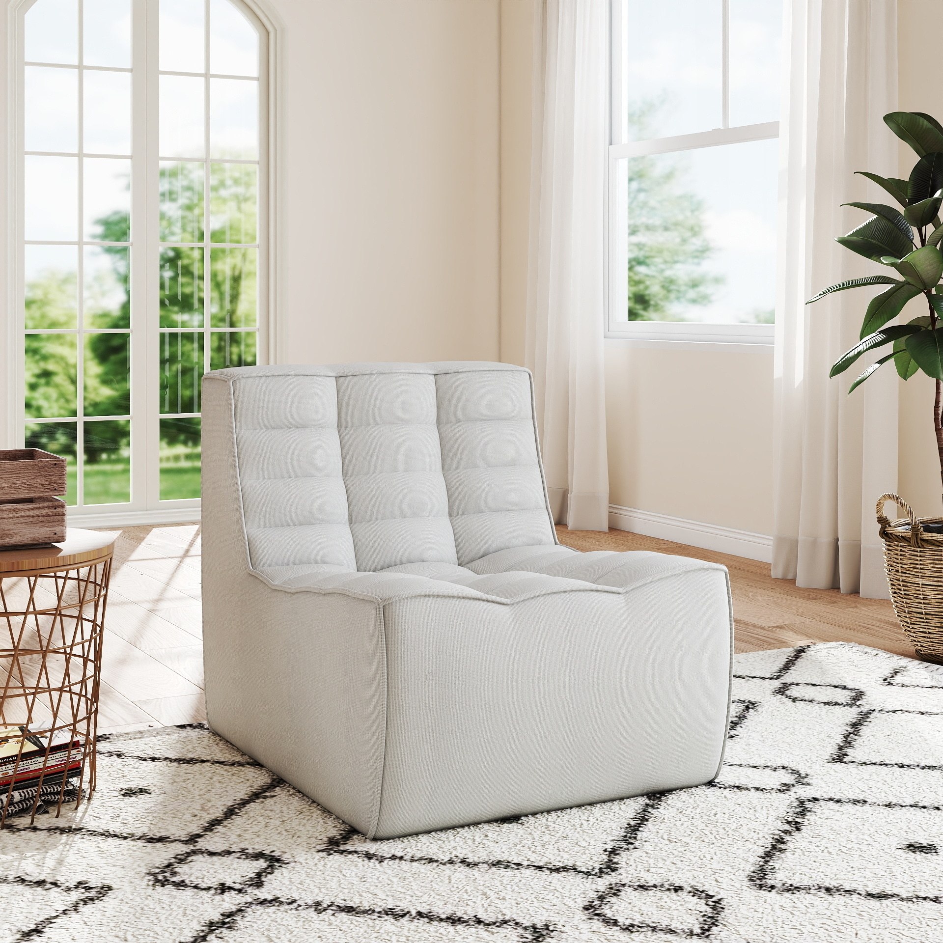 BuotiqHom DH-S1-131LG 45-in W Casual Gray Linen 1-seater Sofa