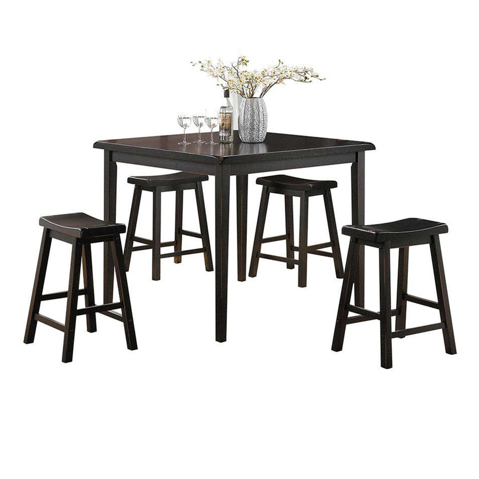 Benzara BM148312 Black Contemporary/Modern Dining Room Set with Square Table (Seats 4)