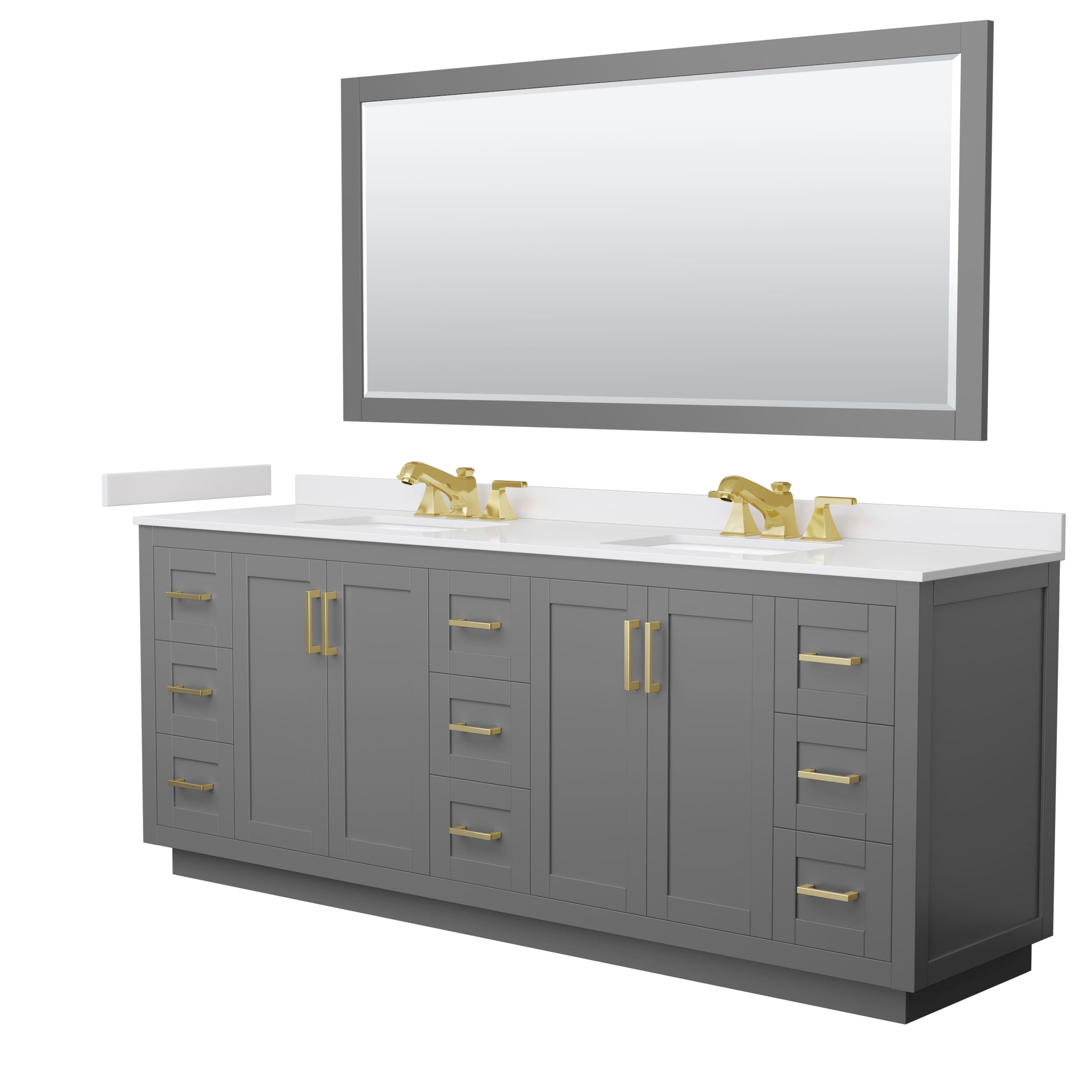 Wyndham Collection - Miranda 84-in Dark Gray with Brushed Gold Trim Undermount Double Sink Bathro...