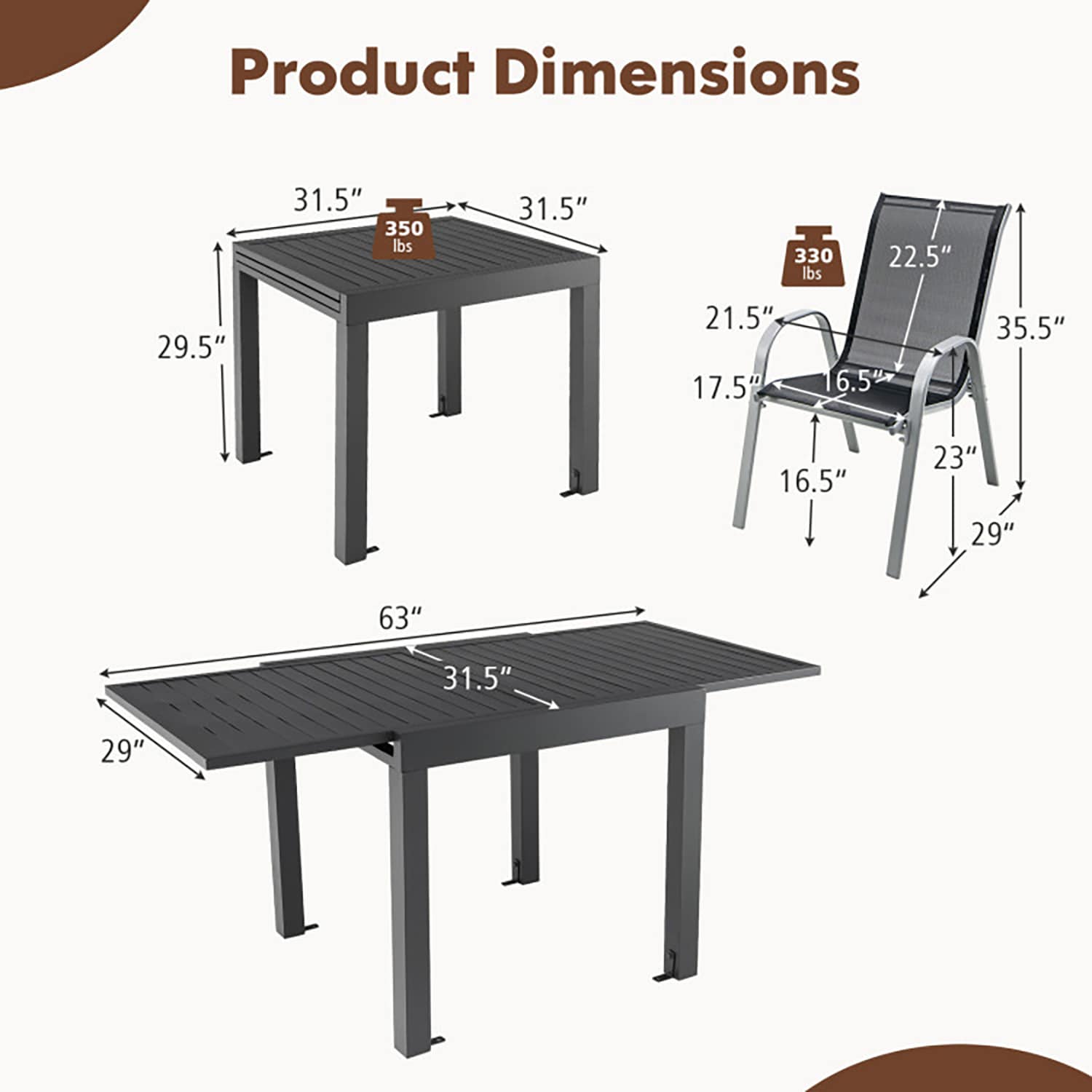 GZMR GM-DH-00043 Patio-Dining-Sets - View #13