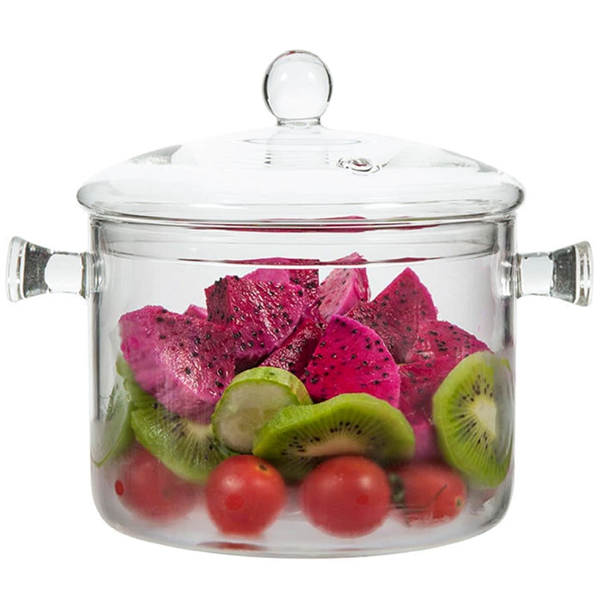 DHMHD  Borosilicate Glass Cooking Pot 1.9L Heat Resistant Saucepan with Lid for Stove Cooking Soup Pasta and Milk durable home and garden