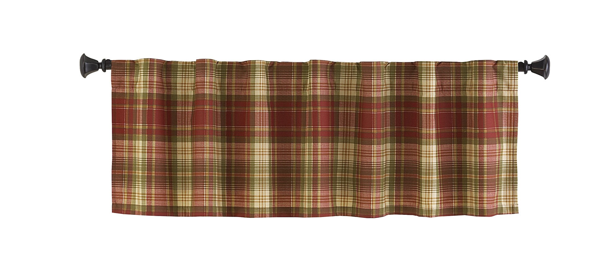 Style Selections 1606428 Bernard 15-in Red Multicolor Polyester Back Tab Valance