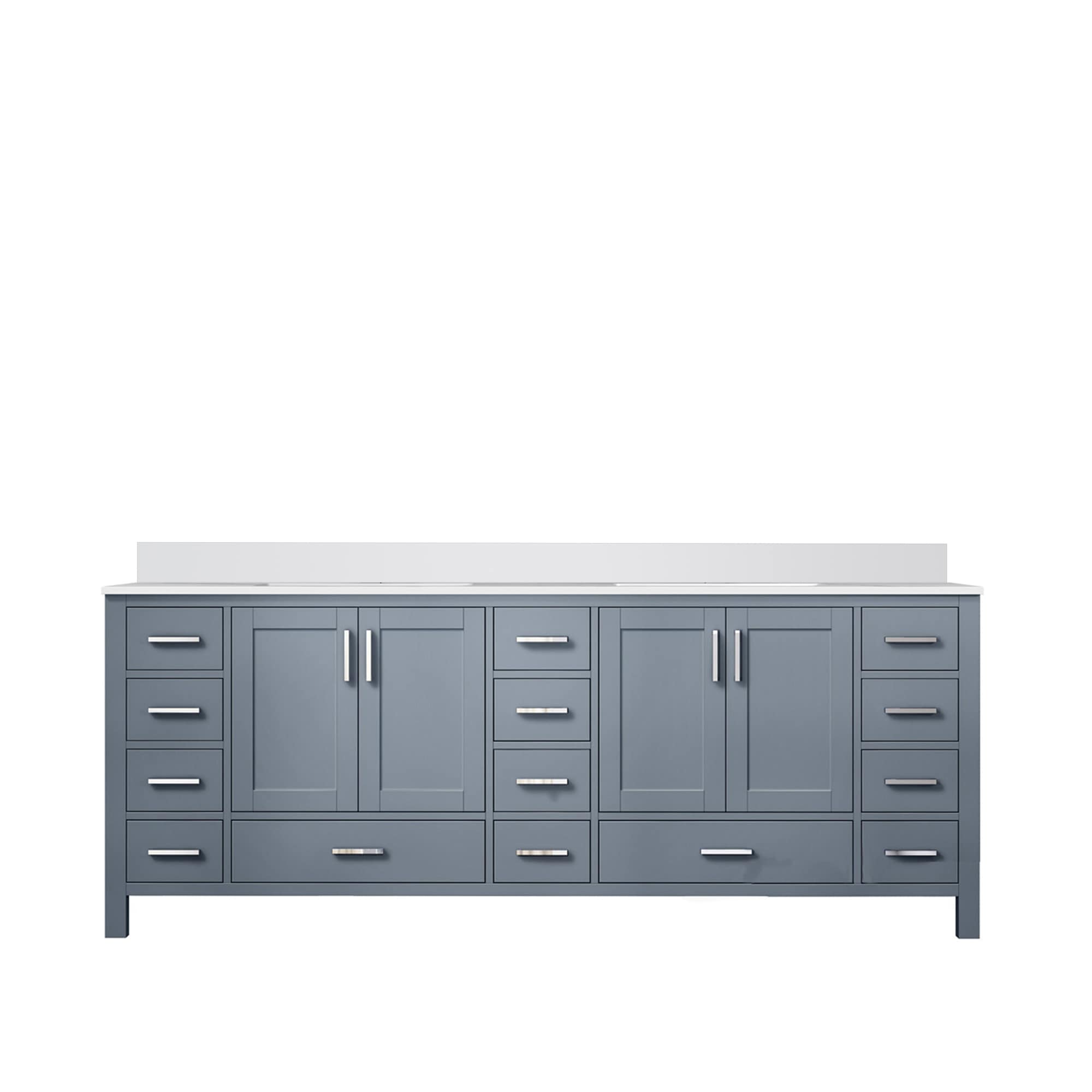 Lexora LJ342284DBWQ000 Jacques 84-in Dark Grey Undermount Double Sink Bathroom Vanity with White Quartz Top