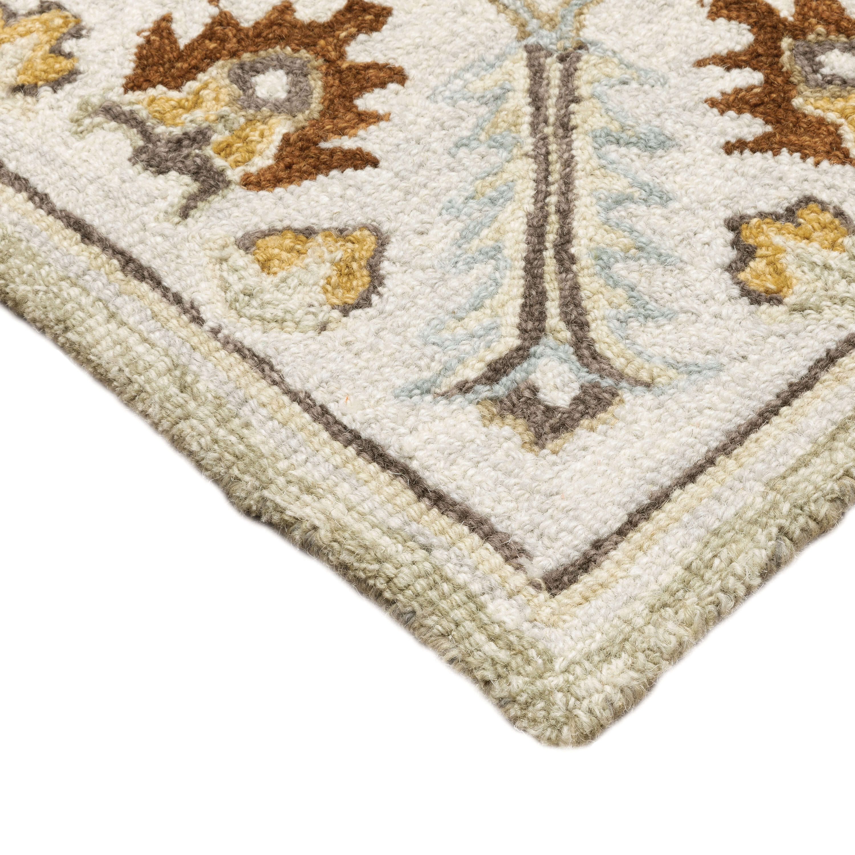 Handmade Brown and White Wool Medallion Rug, 5' x 8'