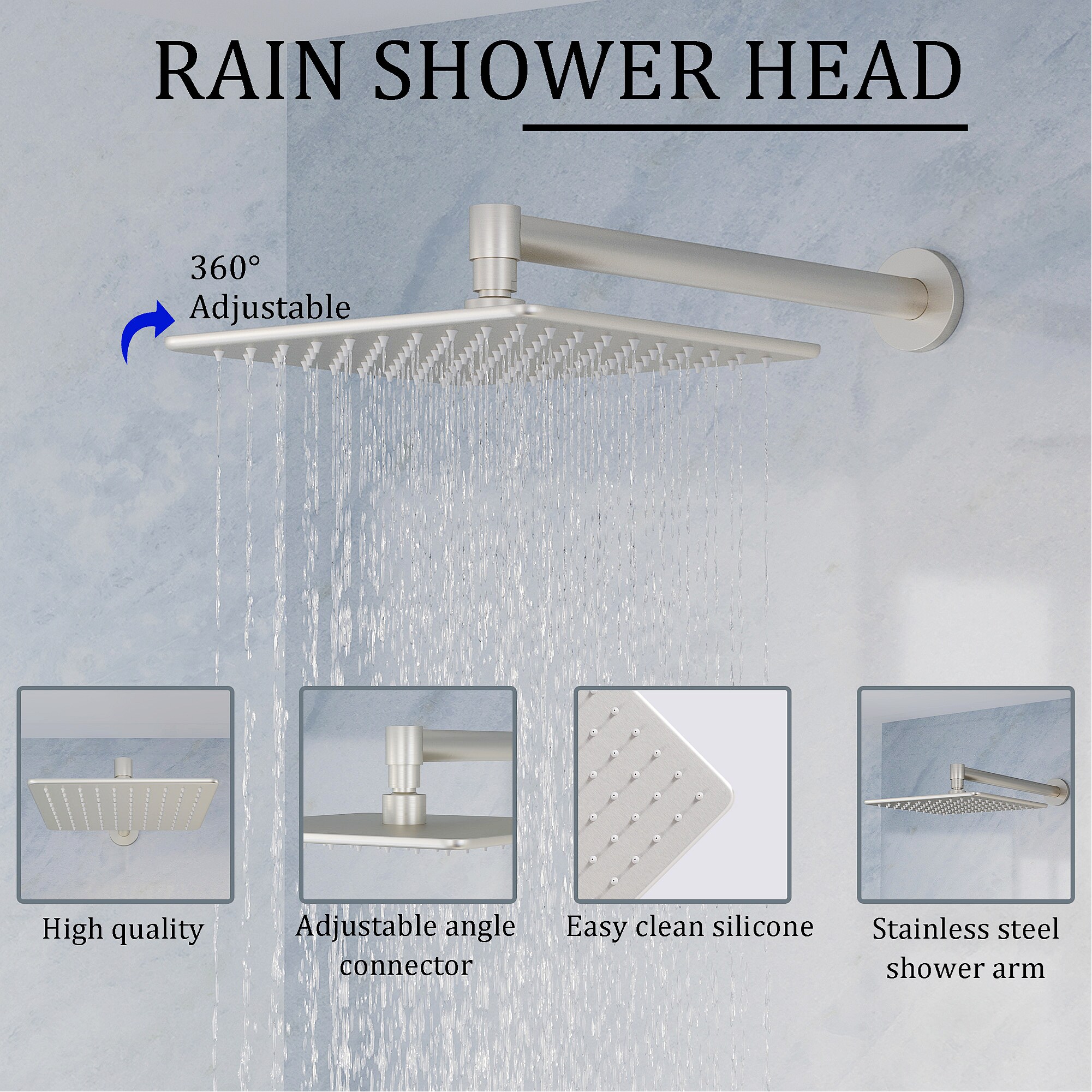 WELLFOR WB-85043-BG Showerhead-Bar-Panels - View #7
