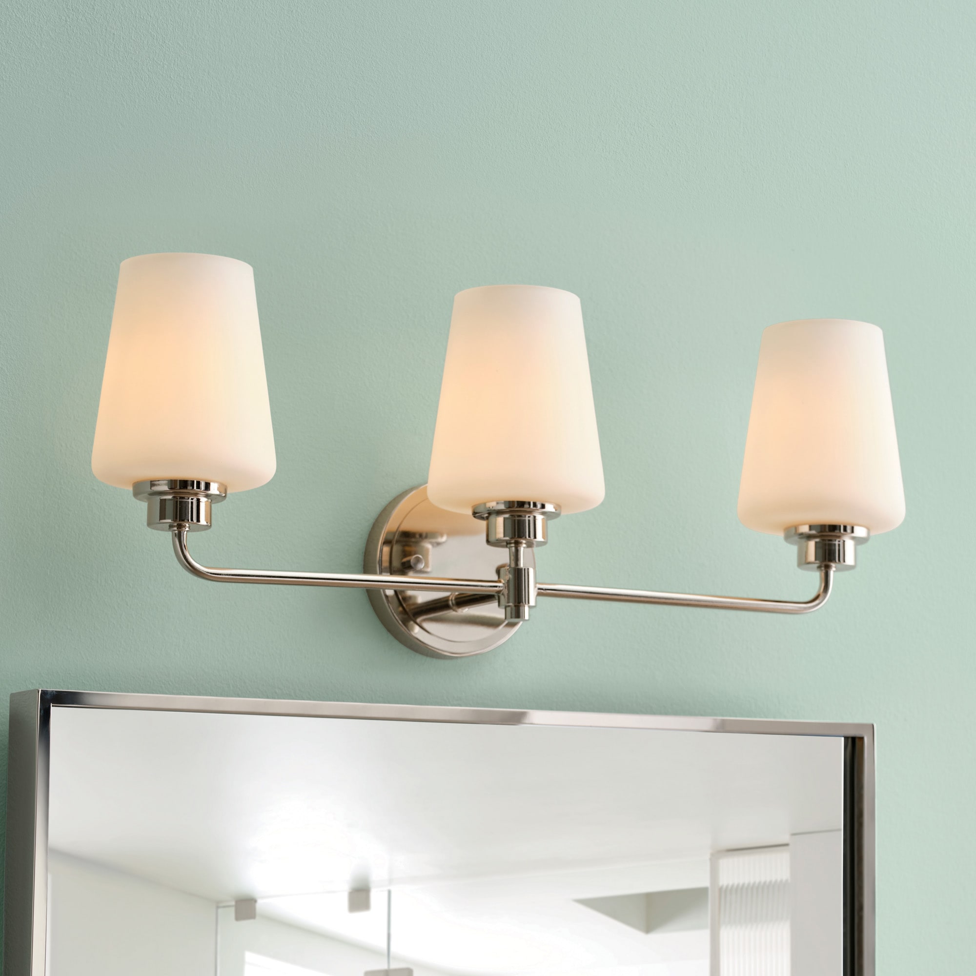allen + roth T230745-W-1 Goldson 22.5-in 3 -Light Polished Nickel Transitional Vanity light bar