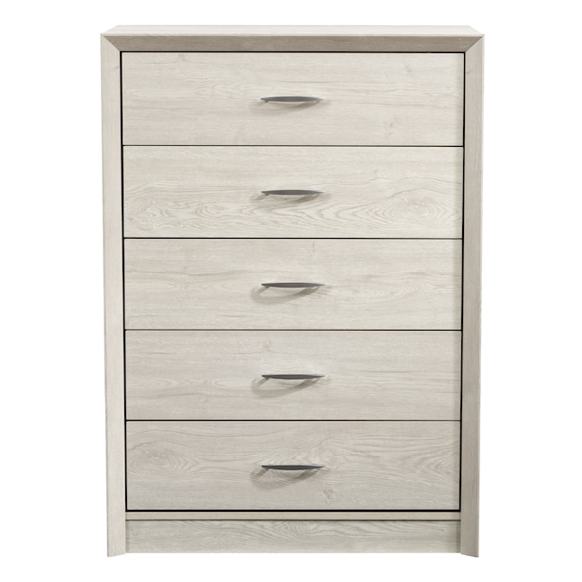 Corliving Newport White Washed Oak 5, Light Grey Washed Dresser