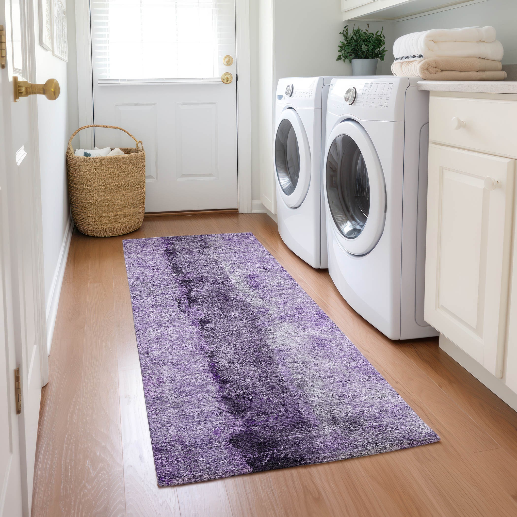Addison Rugs ACN605PP2X8 Chantille ACN605PP 2 x 7 (ft) Polyester Purple Rectangular Indoor/Outdoor Abstract Machine washable Runner rug