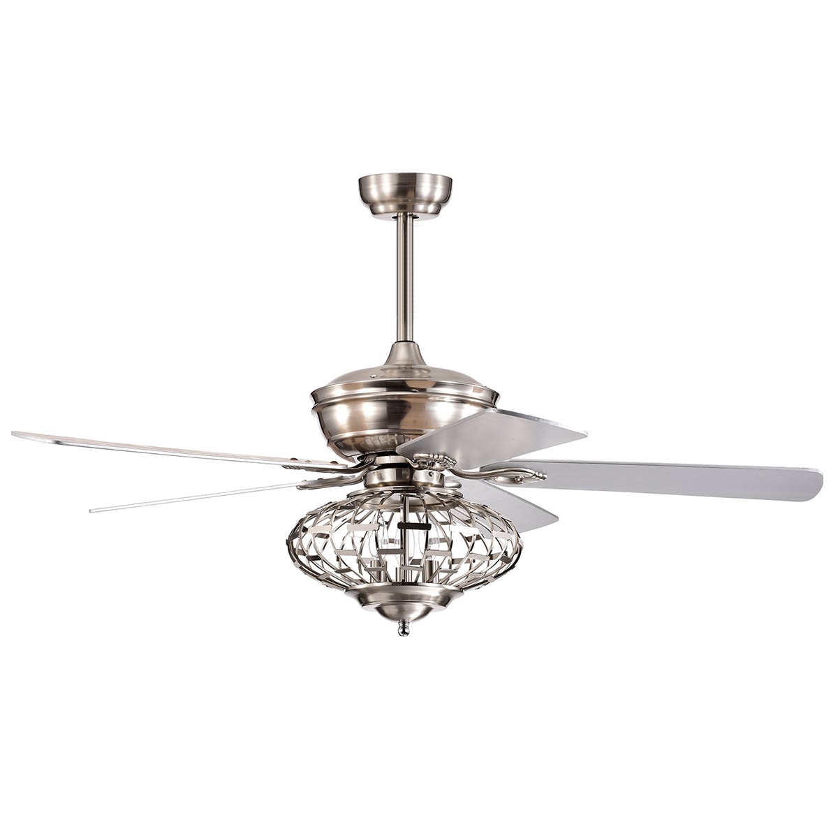 WELLFOR DFJ10055US-SL CW 52-in Silver with MDF Blades Chandelier Ceiling Fan With Light - Remote Included ( 5 -Blade )