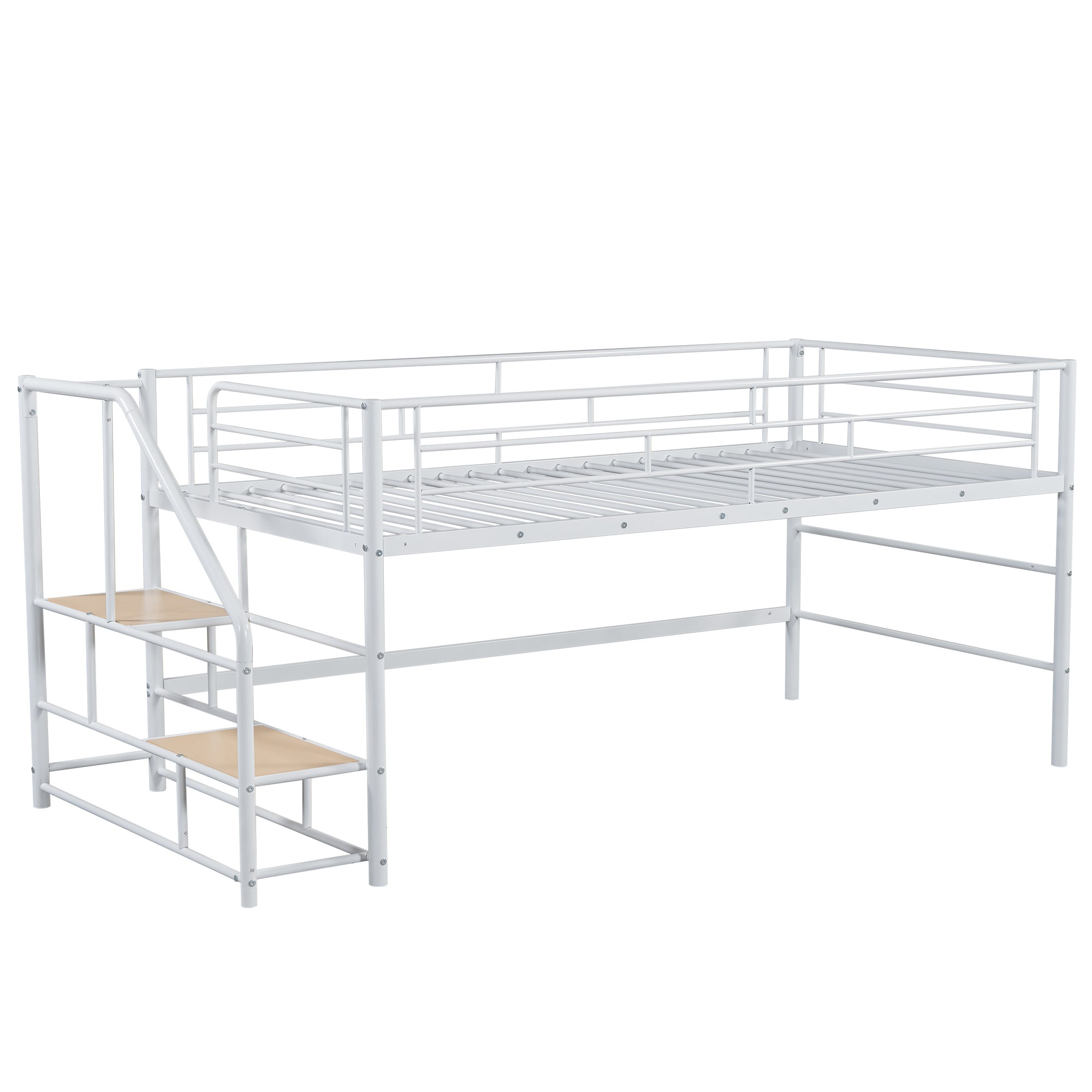 Qualler FSUBWD825K White Twin Metal Bed frame Bed