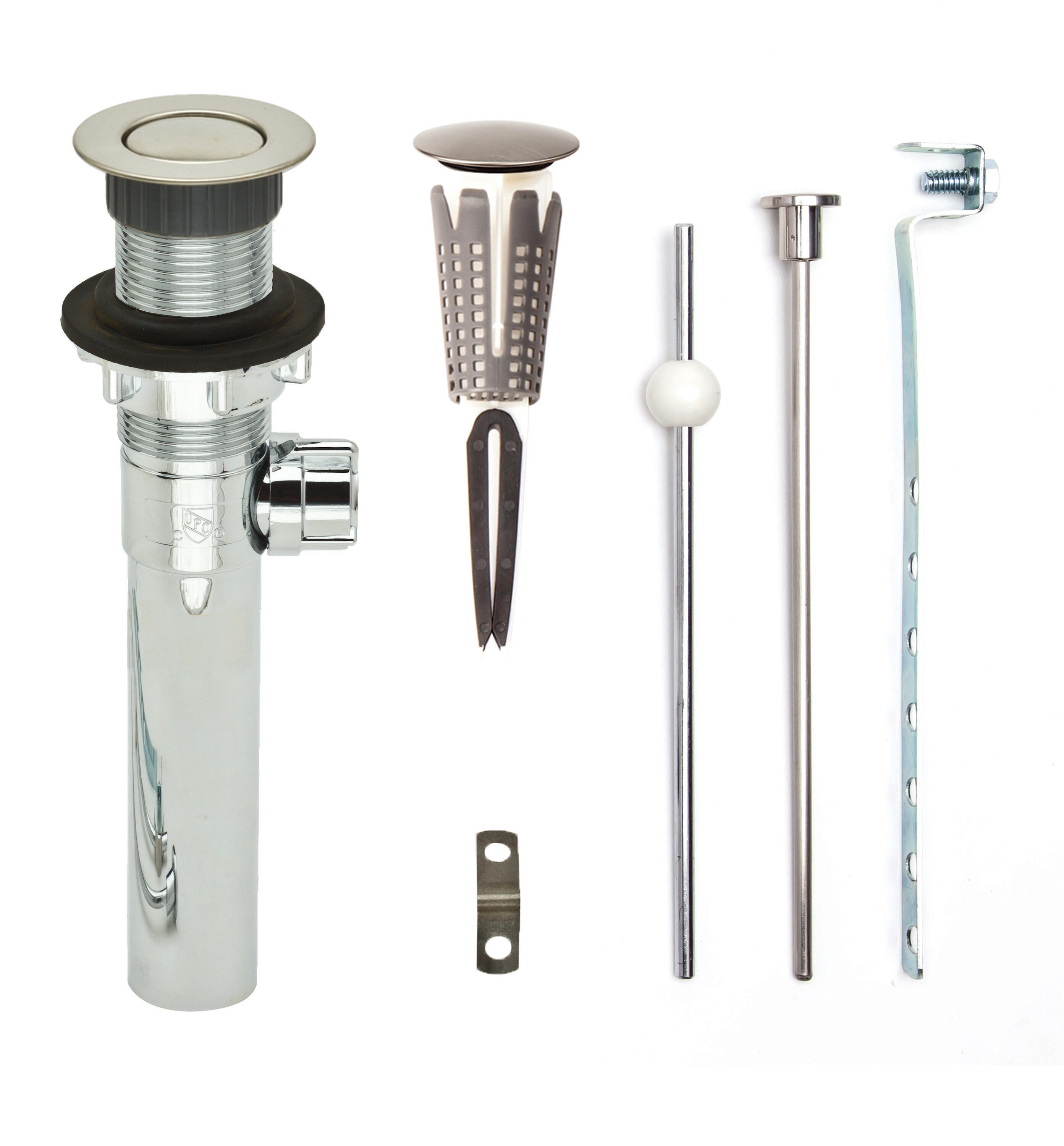 PF WaterWorks PF0732-BN-CH-NO-WS EasyPOPUP Brushed Nickel Bathroom Sink Pop Up Drain