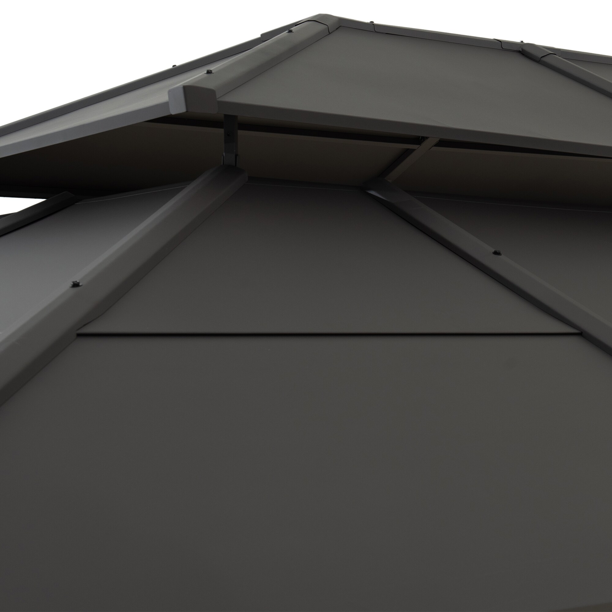 Sunjoy 12 x 16 ft. Black Steel Hardtop Gazebo with Netting