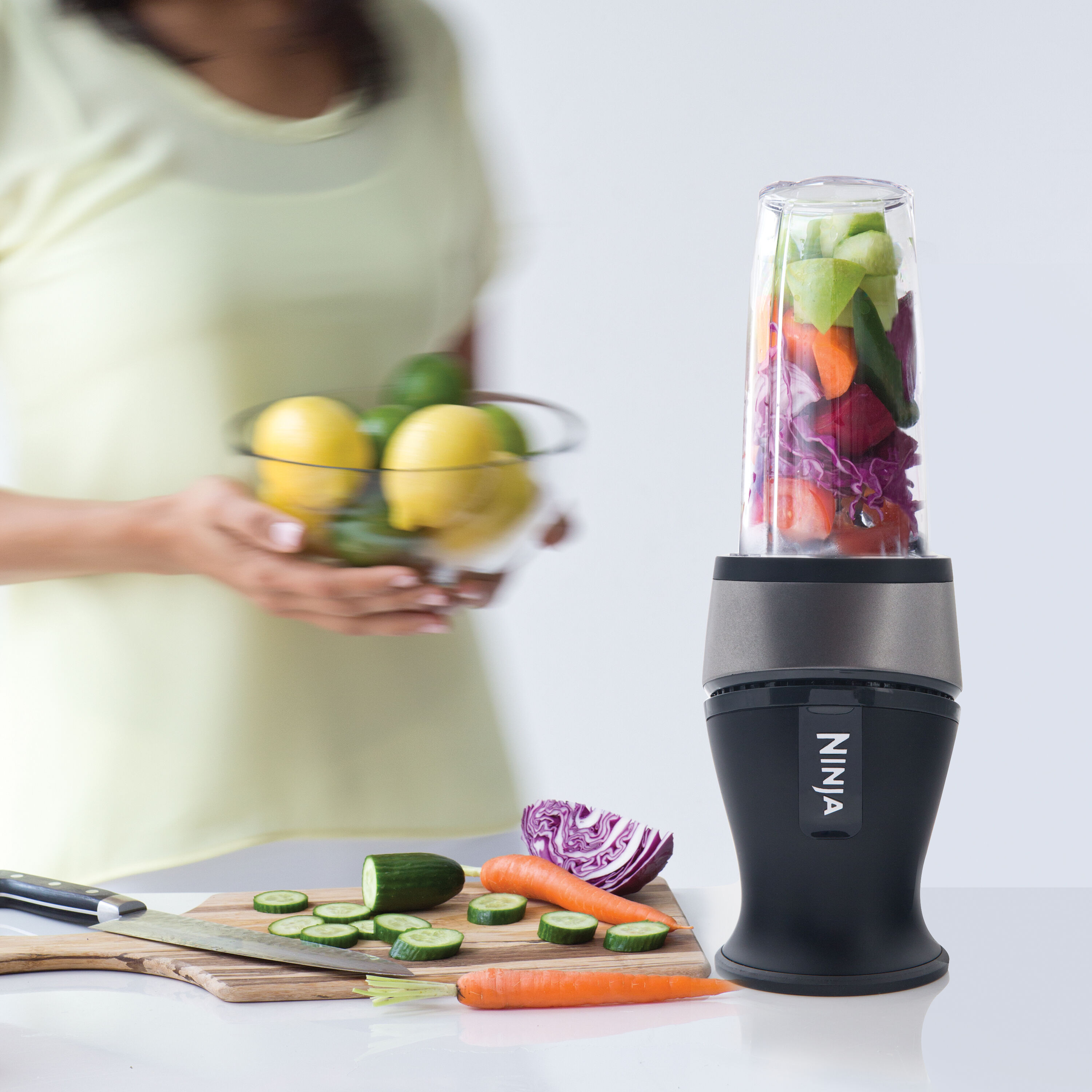 Best Buy: Ninja Fit 16-Oz. Blender Black, silver QB3000SS