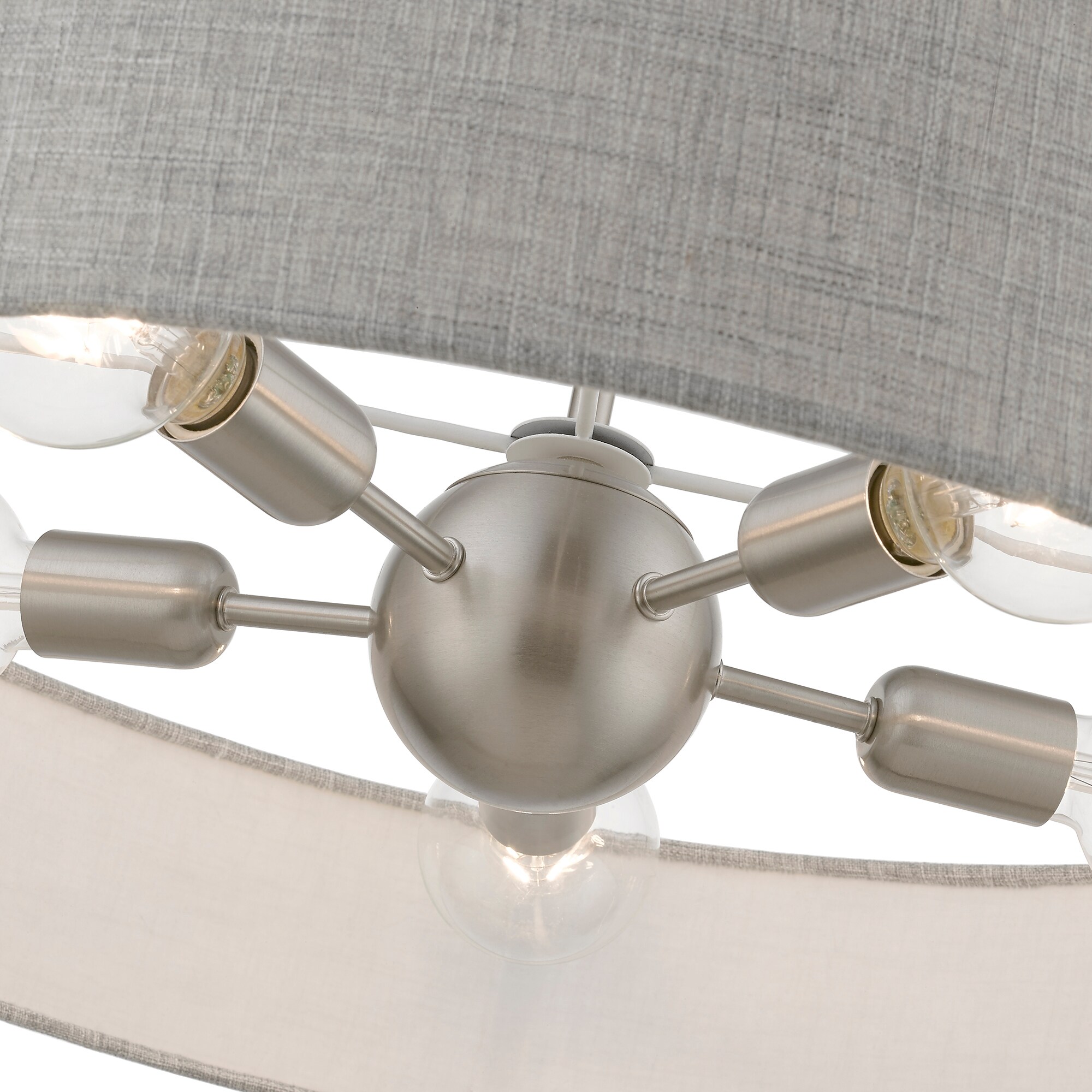 Elmhurst 26" Brushed Nickel & Shiny White 5-Light Drum Pendant