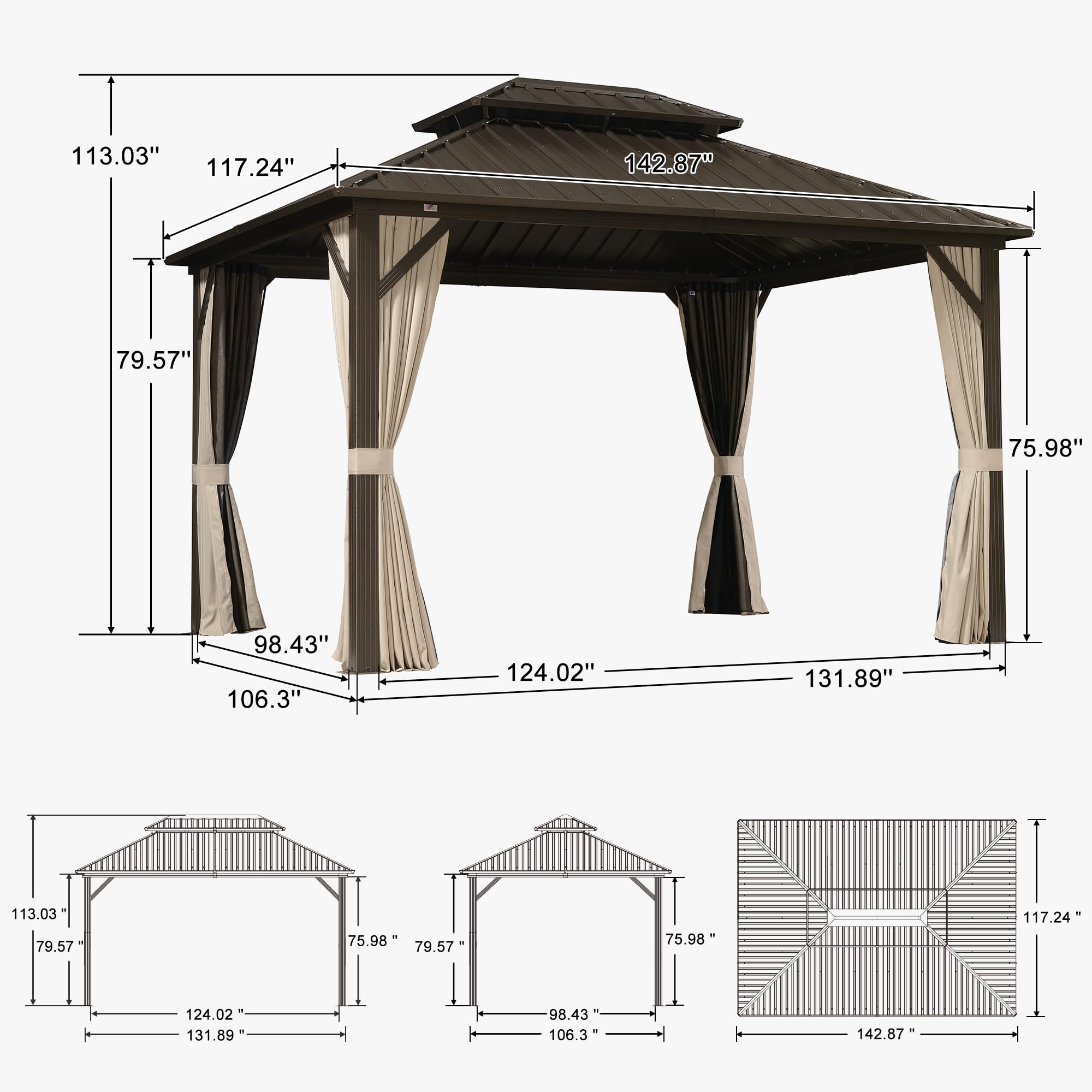 PURPLE LEAF LS04JJG1012-BR Wood-Resin-Gazebos - View #12