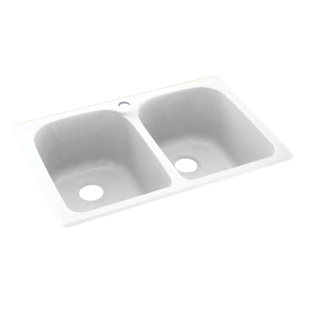 Swanstone Dual Mount 33 In X 22 In White Composite Double Equal Bowl 1   00429824 