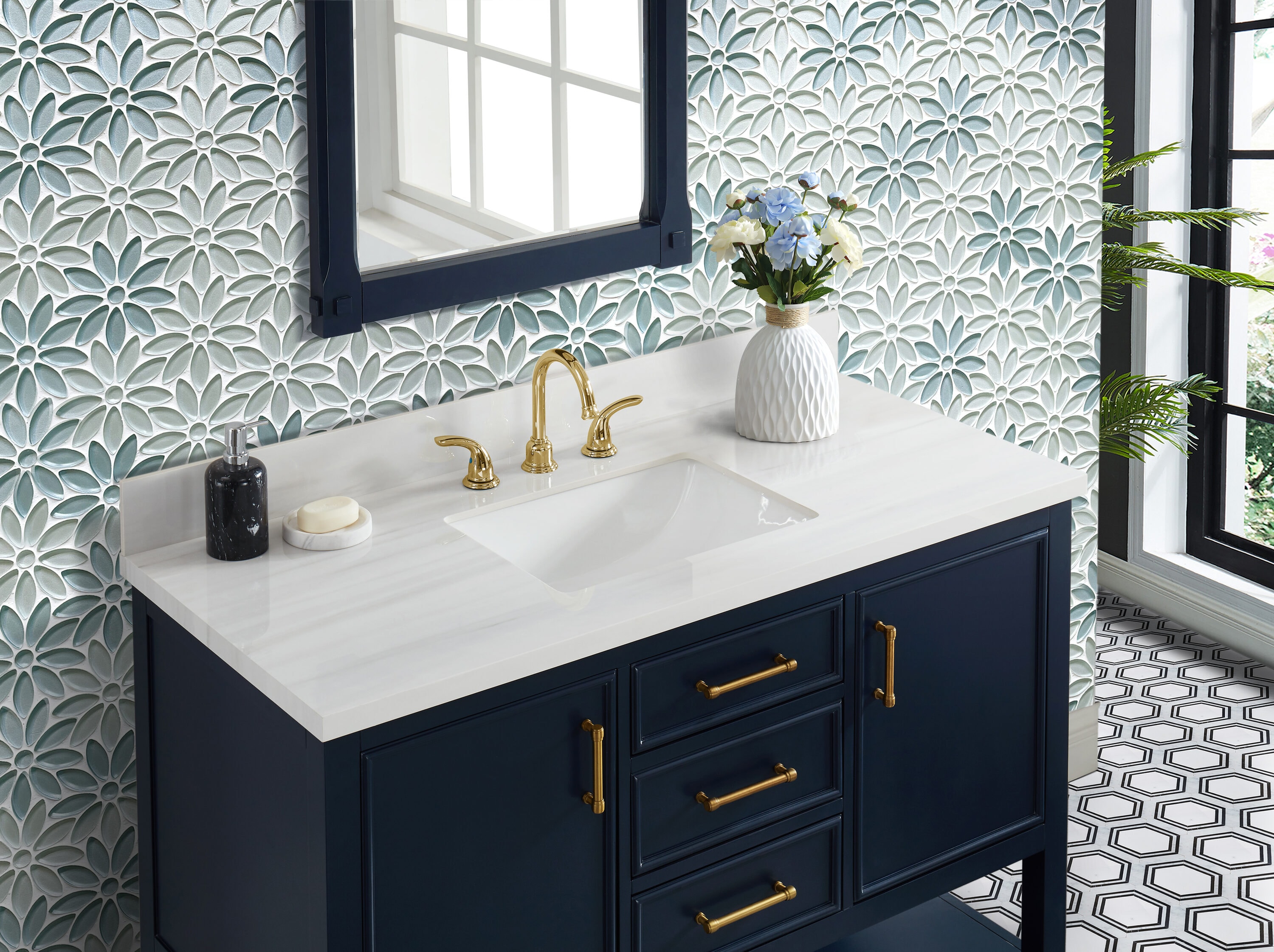 allen + roth Dolomiti Bianco 49-in x 22-in White Sintered Stone