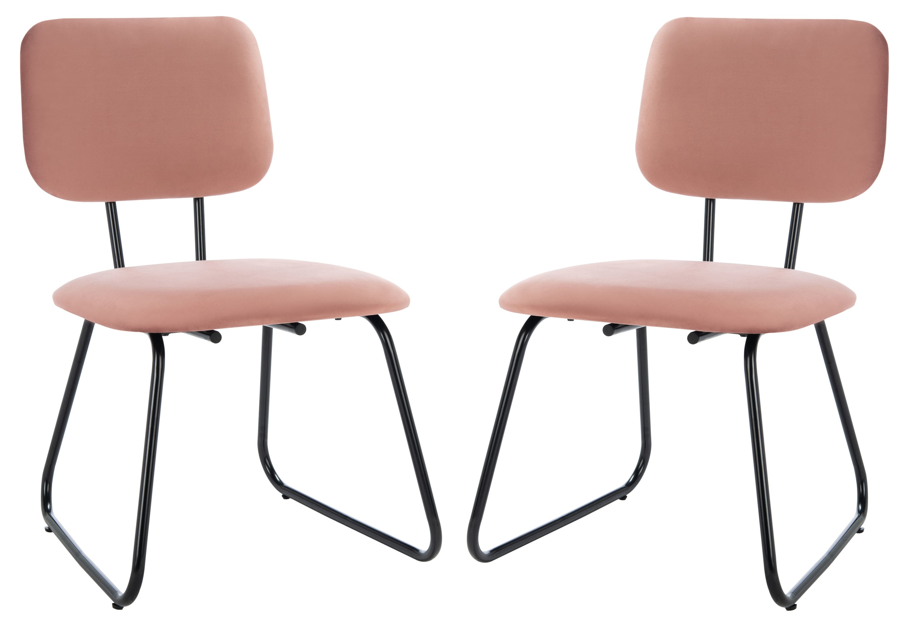 Safavieh ACH6205B-SET2 Chavelle Modern Dusty Rose/Black Velvet Accent Chair