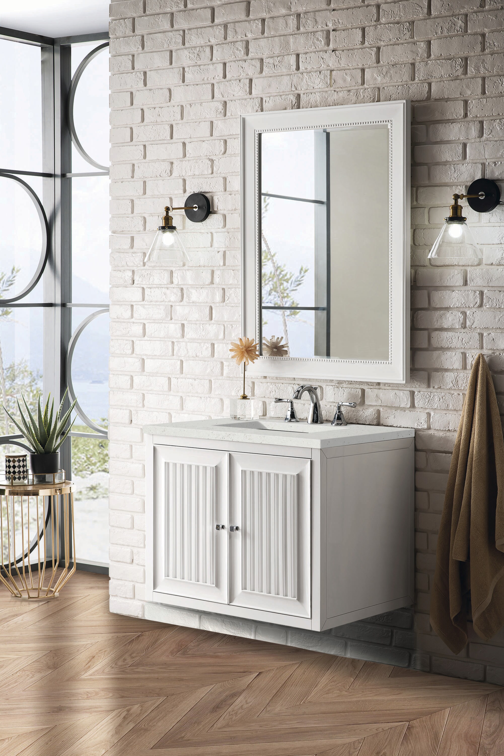 Athens 30" Glossy White Single Bathroom Vanity with Quartz Top
