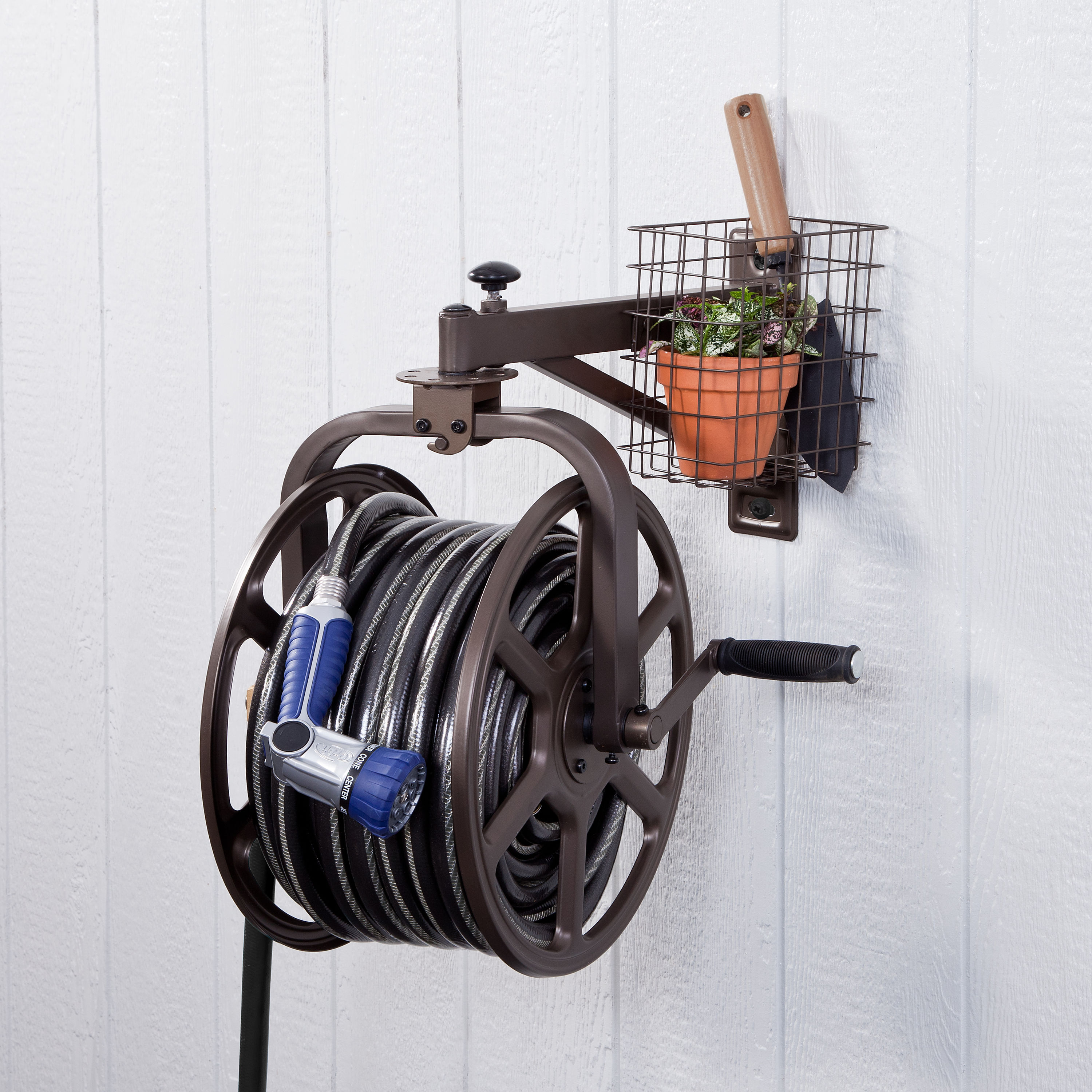 Style Selections Steel 125-ft Wall-mount Hose Reel
