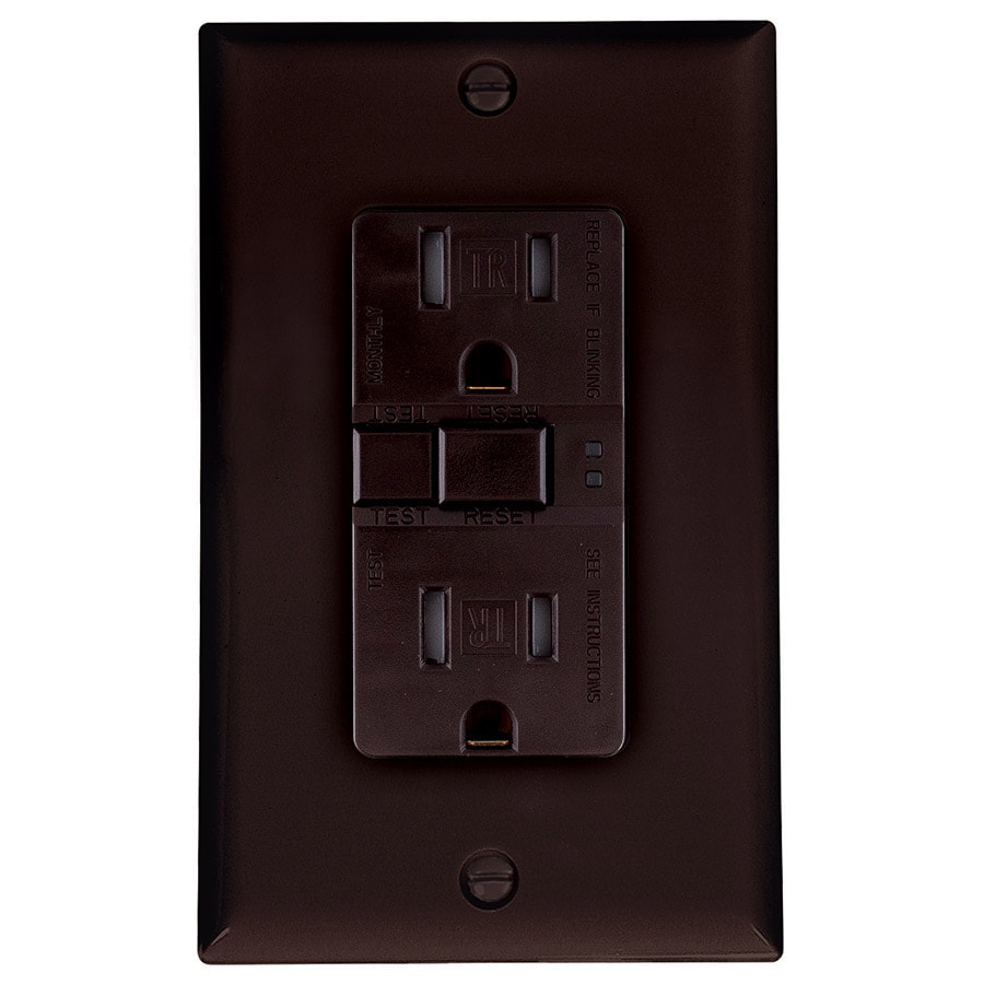Eaton TRSGF15B-L 15 -Amp 125-volt Tamper Resistant GFCI Residential Decorator Outlet with Wall Plate, Brown