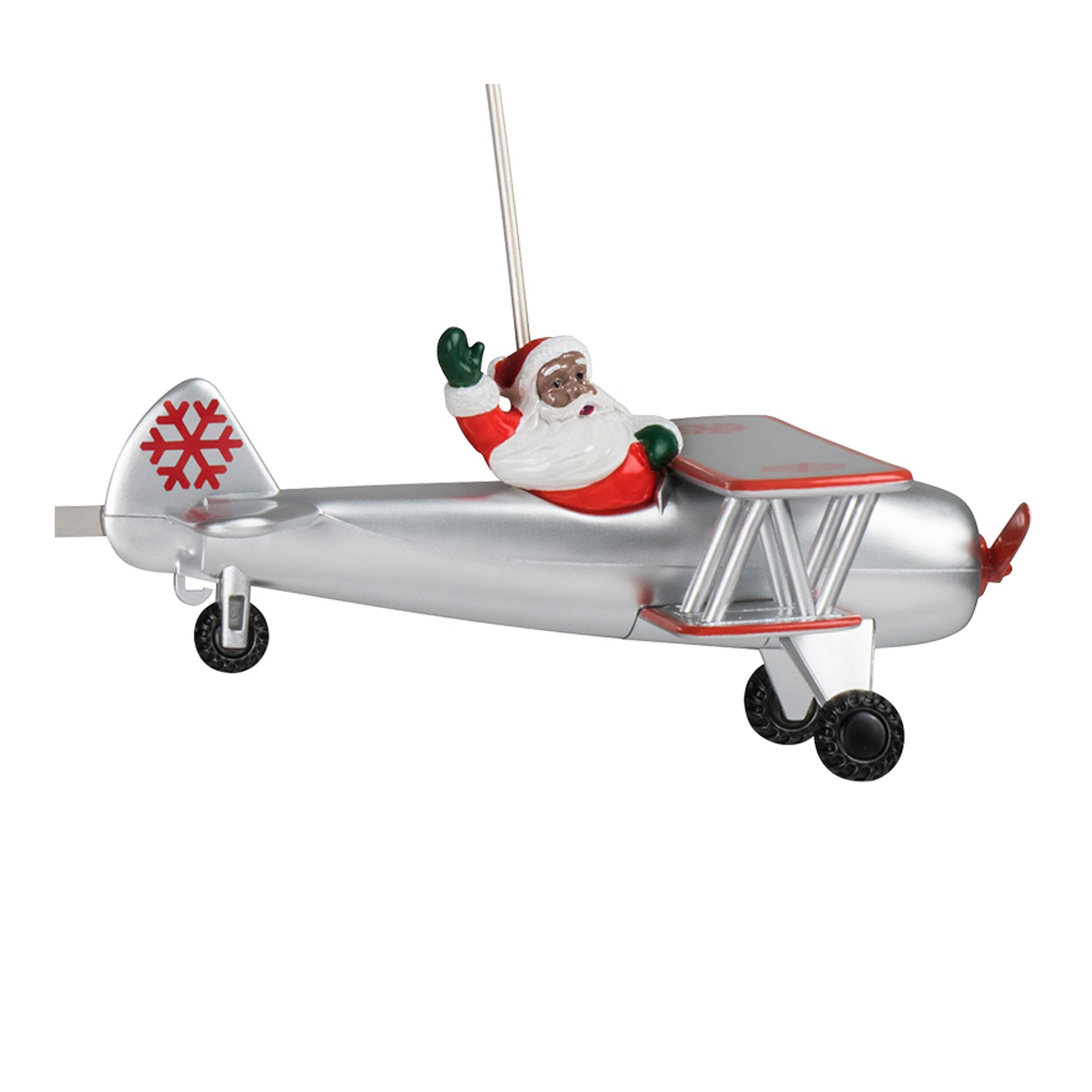 Animated Biplane Tree Topper with LED Star and Banner
