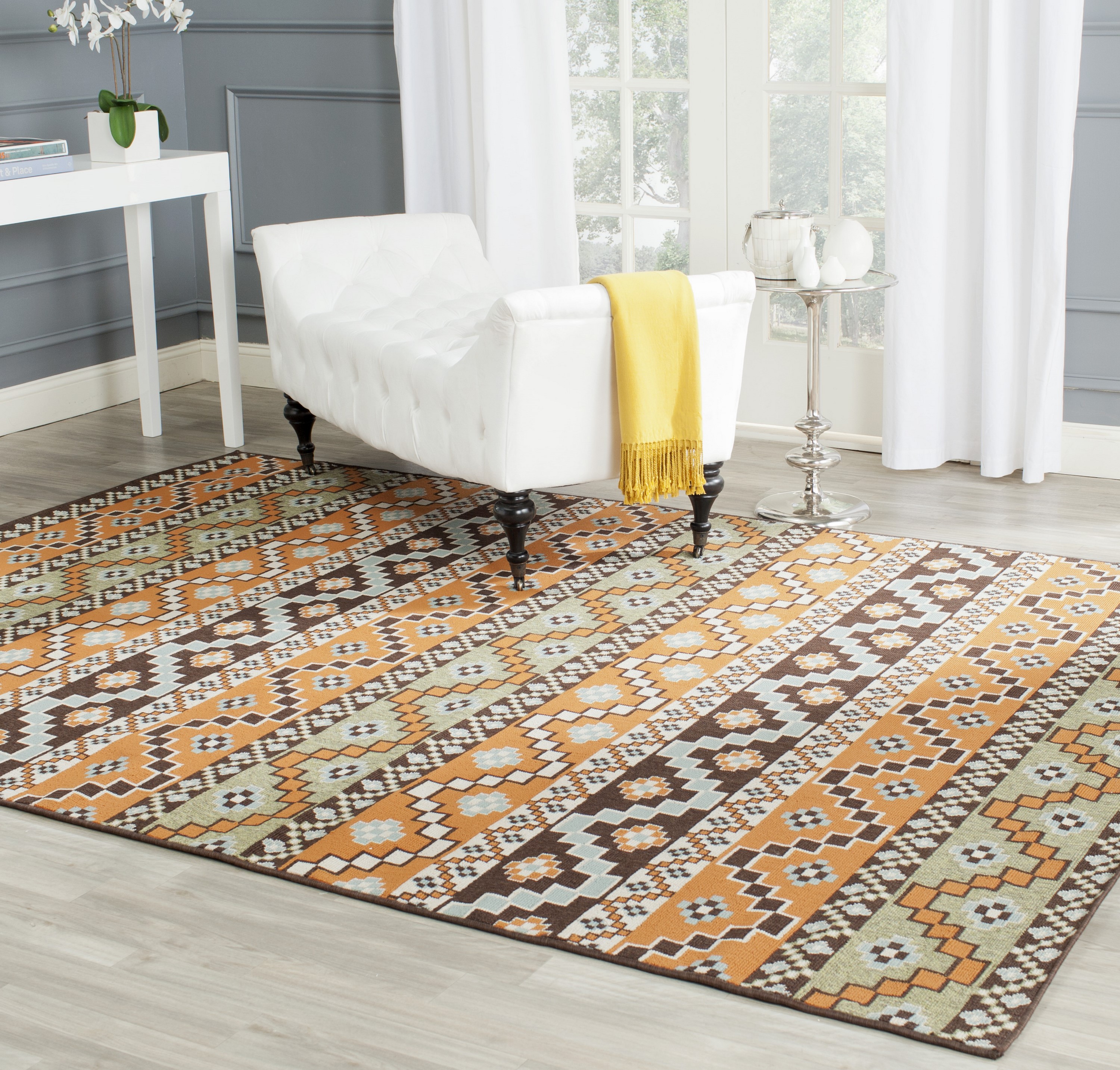 Safavieh VER095-0752-8 Veranda Rudy 8 x 11 (ft) Loomed Synthetic Terracotta/Chocolate Rectangular Indoor/Outdoor Abstract Coastal Area rug
