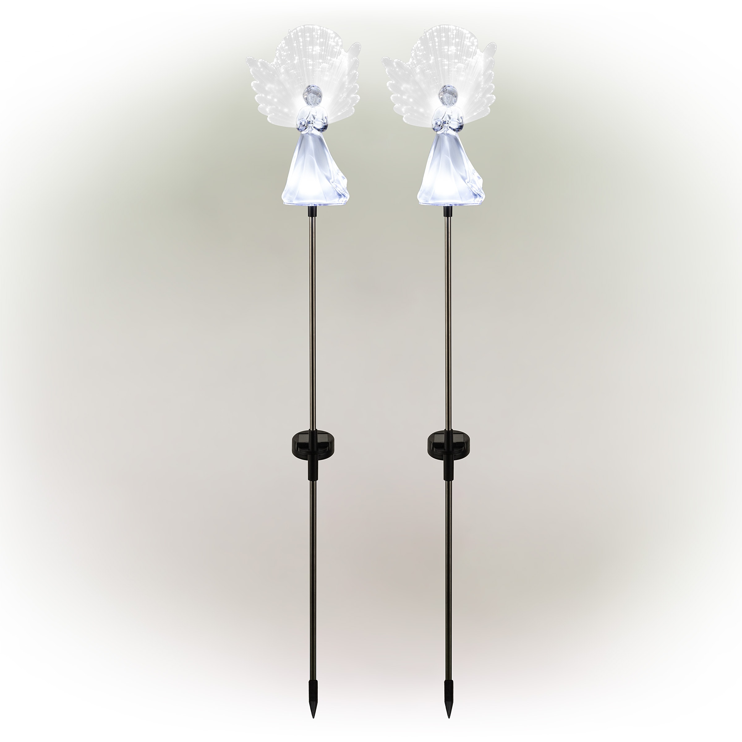 37" White LED Solar Angel Lawn Decoration Set