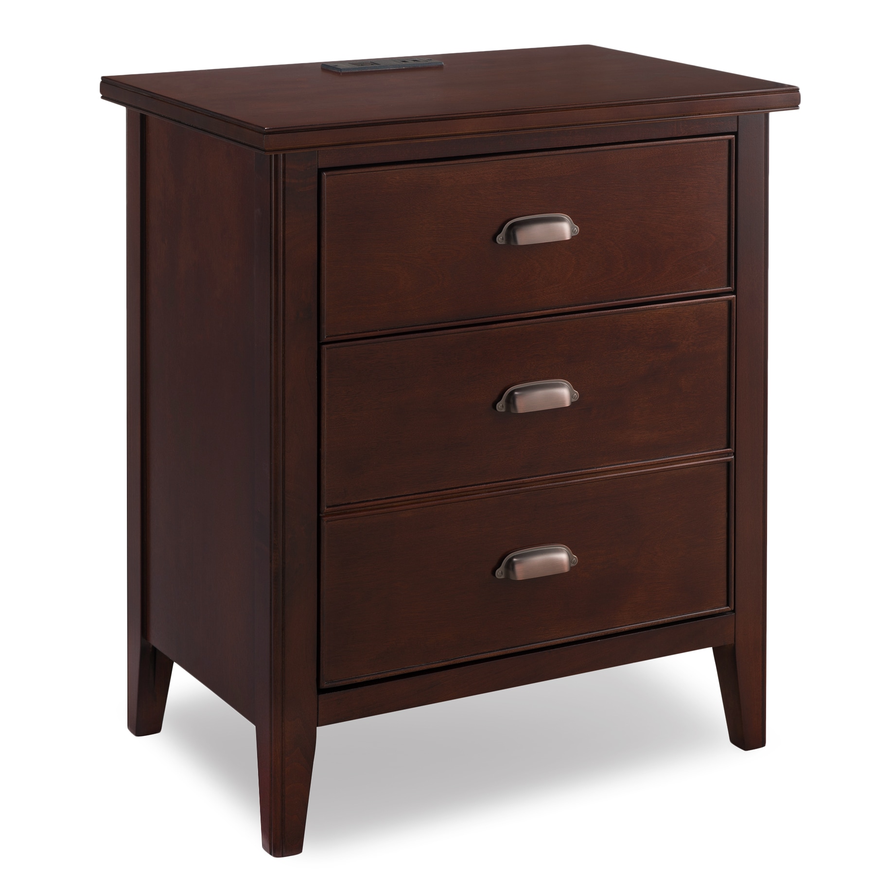Leick Home 10522 Laurent with USB-C Fast Charging, A/C and USB Port Chocolate Cherry Poplar Nightstand
