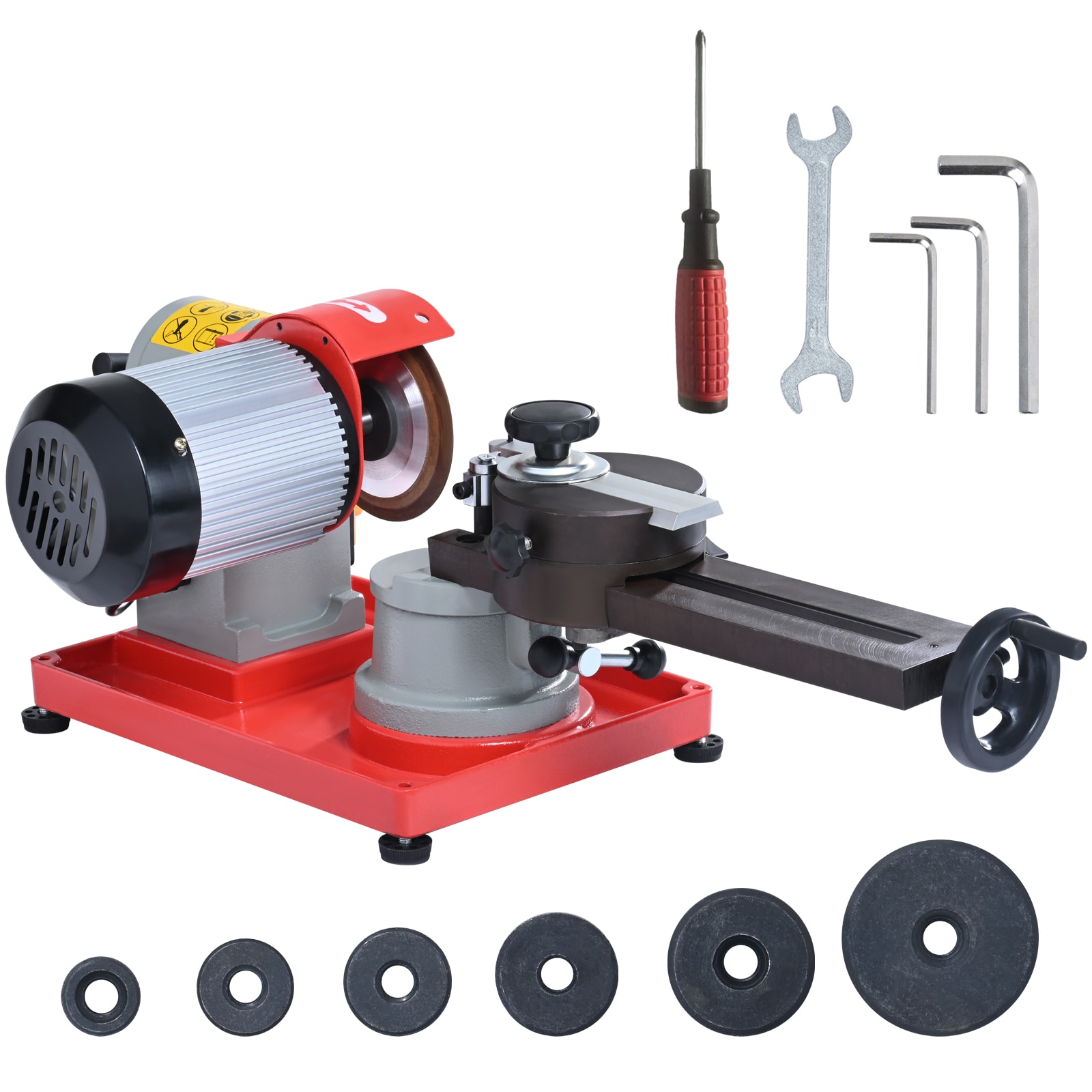 SVOPES SVOPESYJPMGJY06238V1 Circular Saw Blade Sharpener 370w. 3600-RPM Rotary Angle Mill Grinder. 5-inch Grinding Wheel. 6 Saw Centerings