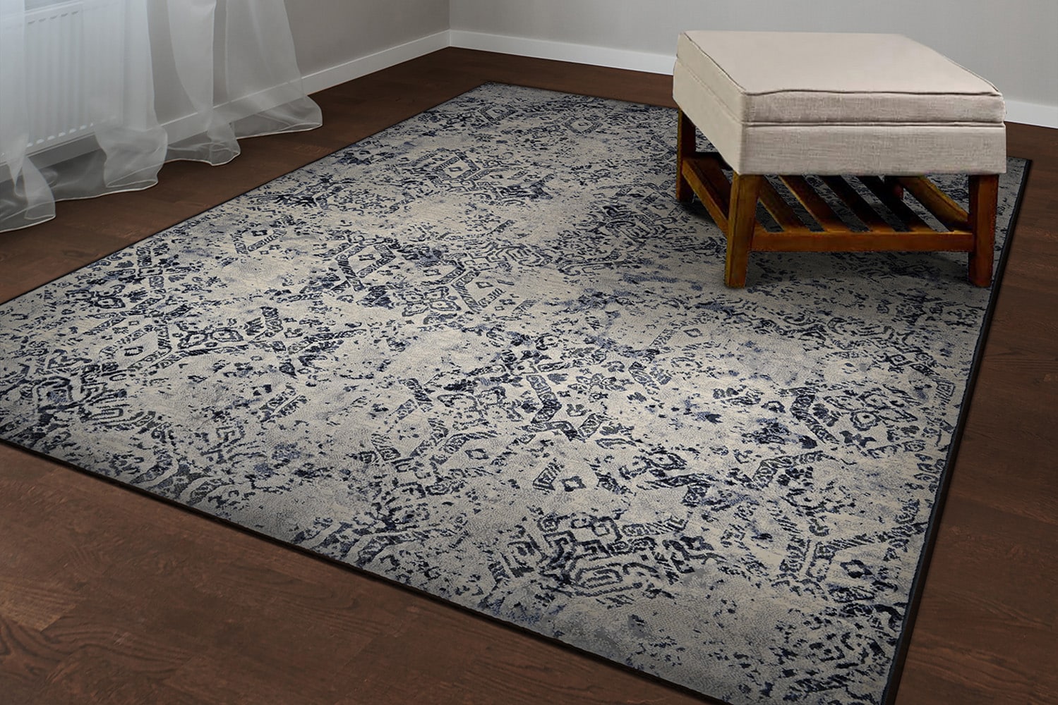 Couristan 64377656092125T Easton 9 x 12 (ft) Polypropylene Oyster Rectangular Indoor Floral/Botanical Area rug