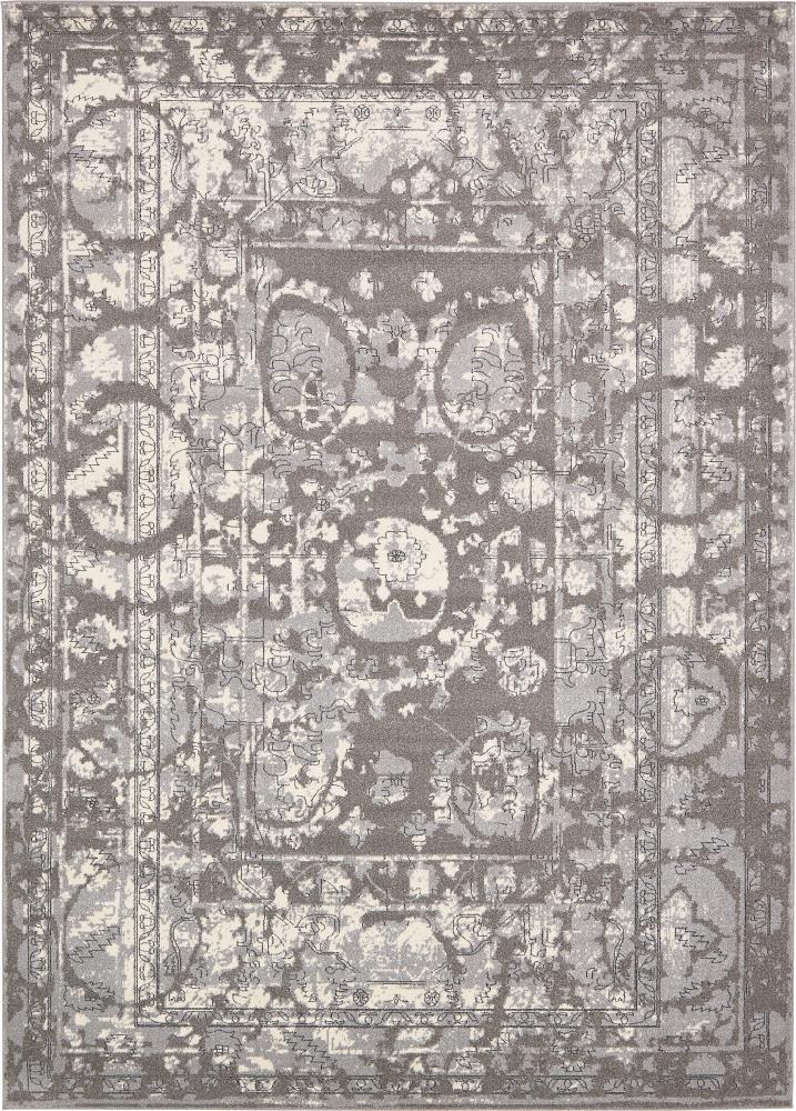 Unique Loom 3133451 Vintage La Jolla 10 x 14 (ft) Loomed Polypropylene Gray/Silver Rectangular Indoor Border Vintage Area rug