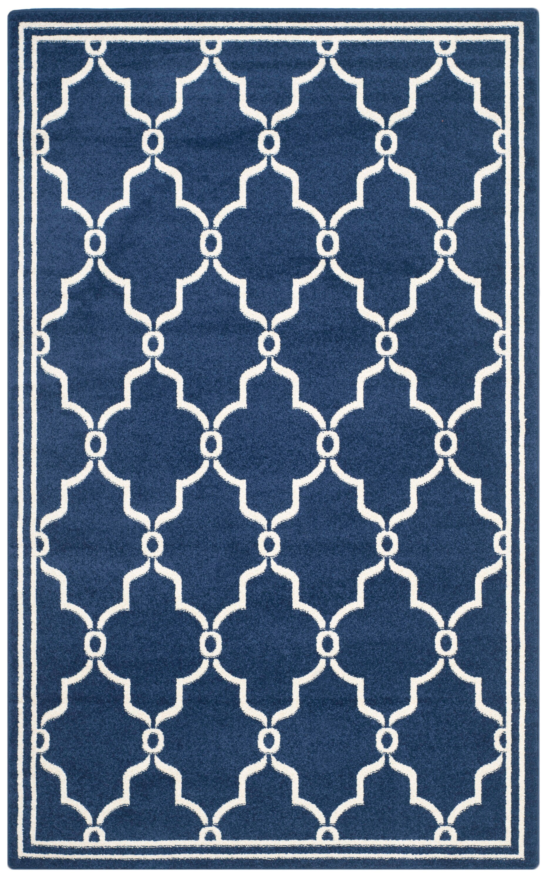 Safavieh AMT414P-6 Amherst Marion 6 x 9 (ft) Loomed Synthetic Navy/Beige Rectangular Indoor Trellis Area rug