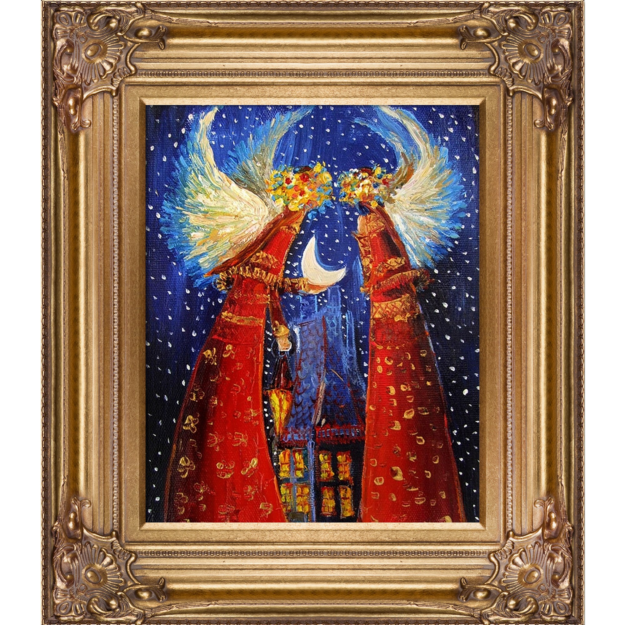 La Pastiche 688576882772 Angels Ii Reproduction Justyna Kopania Framed 18-in H x 20-in W Figurative Canvas Hand-painted Painting