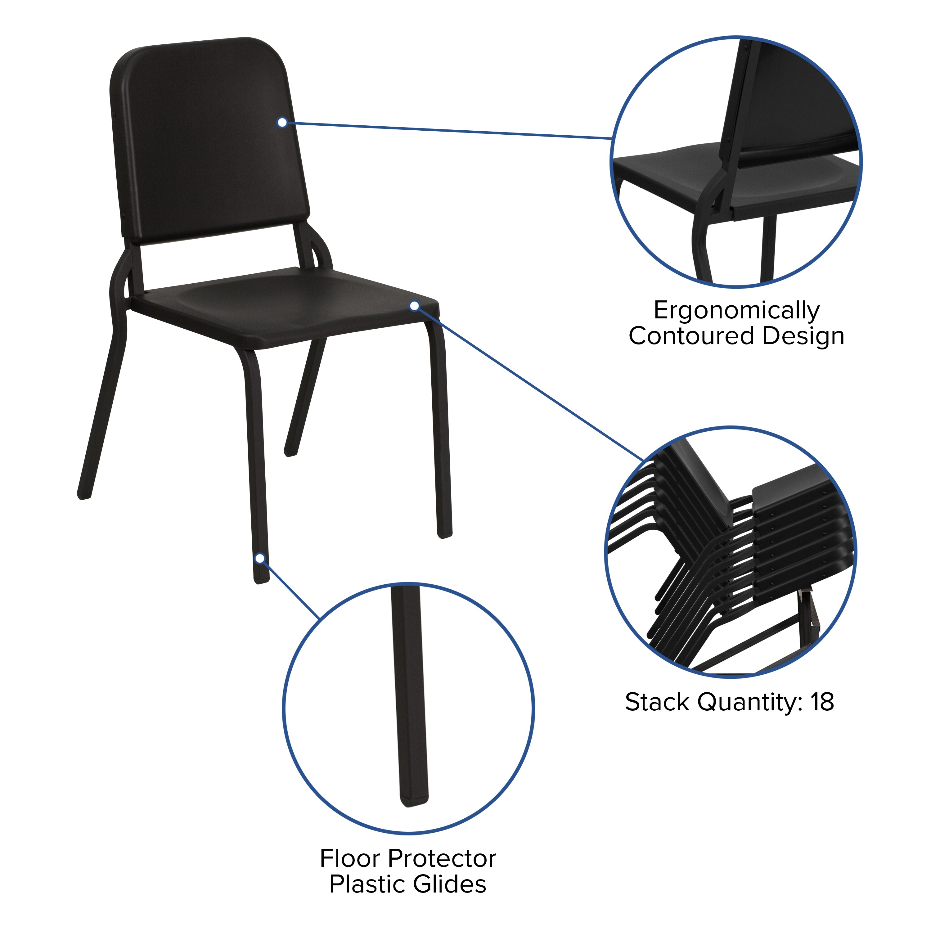 Flash Furniture Black Standard Folding Chair with Solid Seat (Indoor or ...