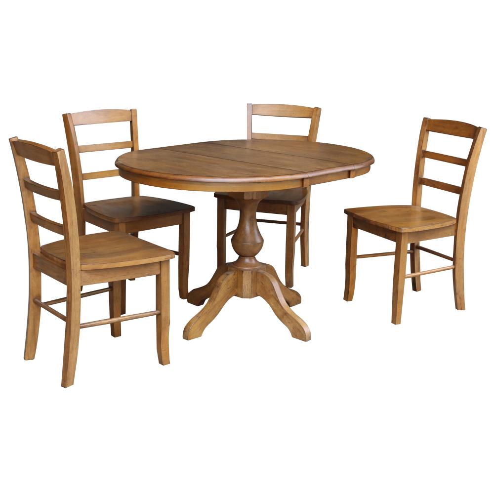 International Concepts K59-36RXT-11B-C2-4 Pecan Traditional Dining Room Set with Round Table (Seats 4)