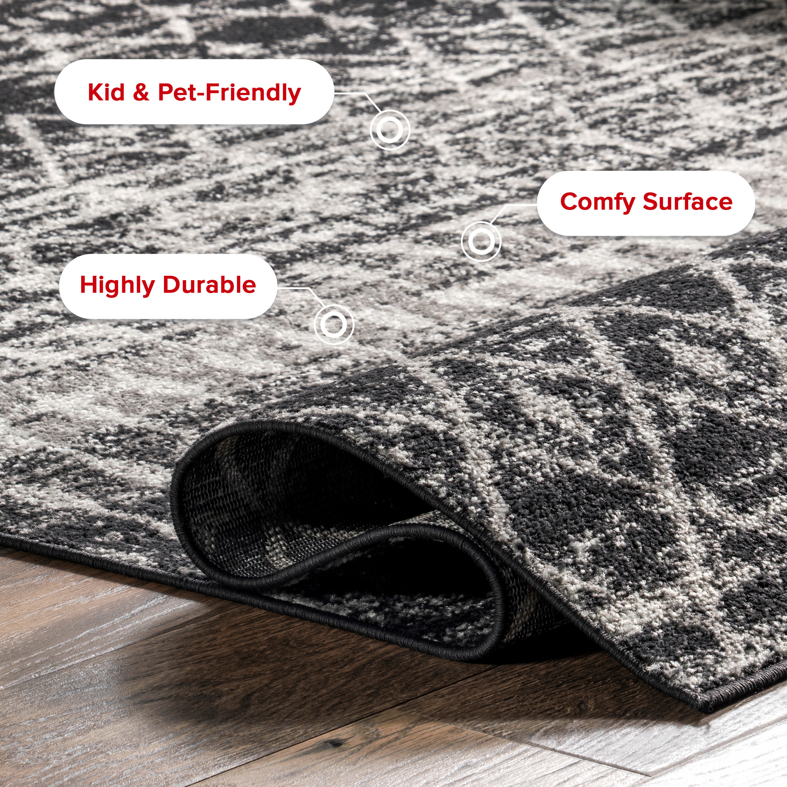 Handmade Moroccan-Inspired Black Synthetic Area Rug 62"x24"
