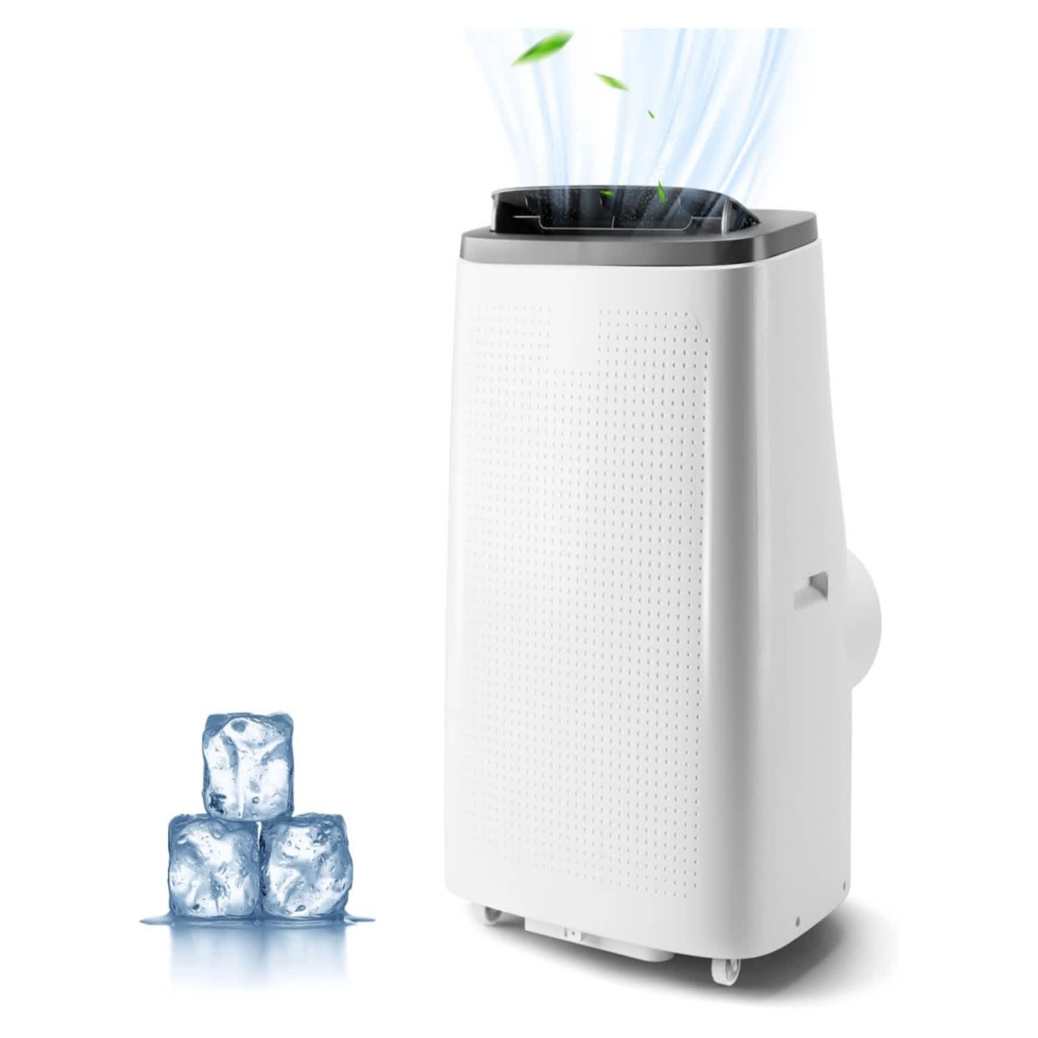 Qeetex LSHQQPHO-0UIH6H5J 9300 BTUs（14000BTU ASHRAE） Portable Air Conditioner   4 in 1 Cooling  Dehumidification  Air Supply and Sleep Mode  Quiet Air Conditioner  Rooms up to 750 sq  ft   Includes 24 Hour Timer  Remote Control and Window Kit  Gray