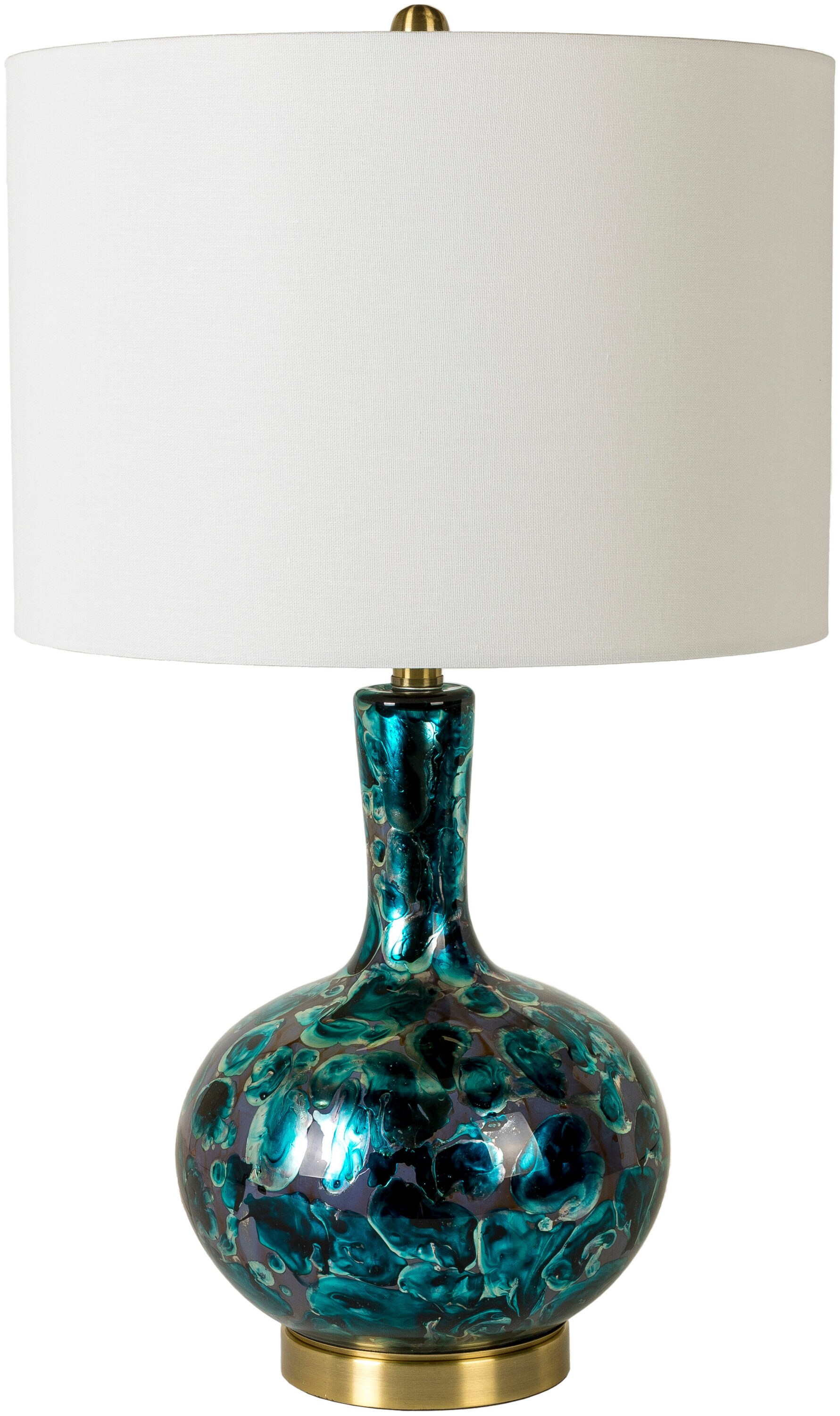 Livabliss VLS-001 Versailles 26.5-in Blue Table Lamp with Linen Shade