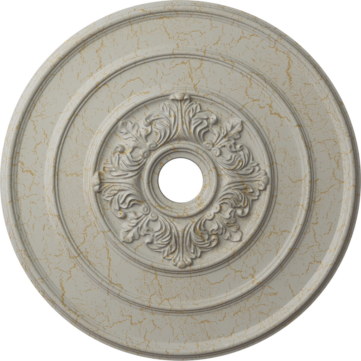 Ekena Millwork CM26TAPCC Traditional with Acanthus Leaves 26-in W x 26-in L Traditional Painted Pot Of Cream Crackle Polyurethane Whole Ceiling Medallion