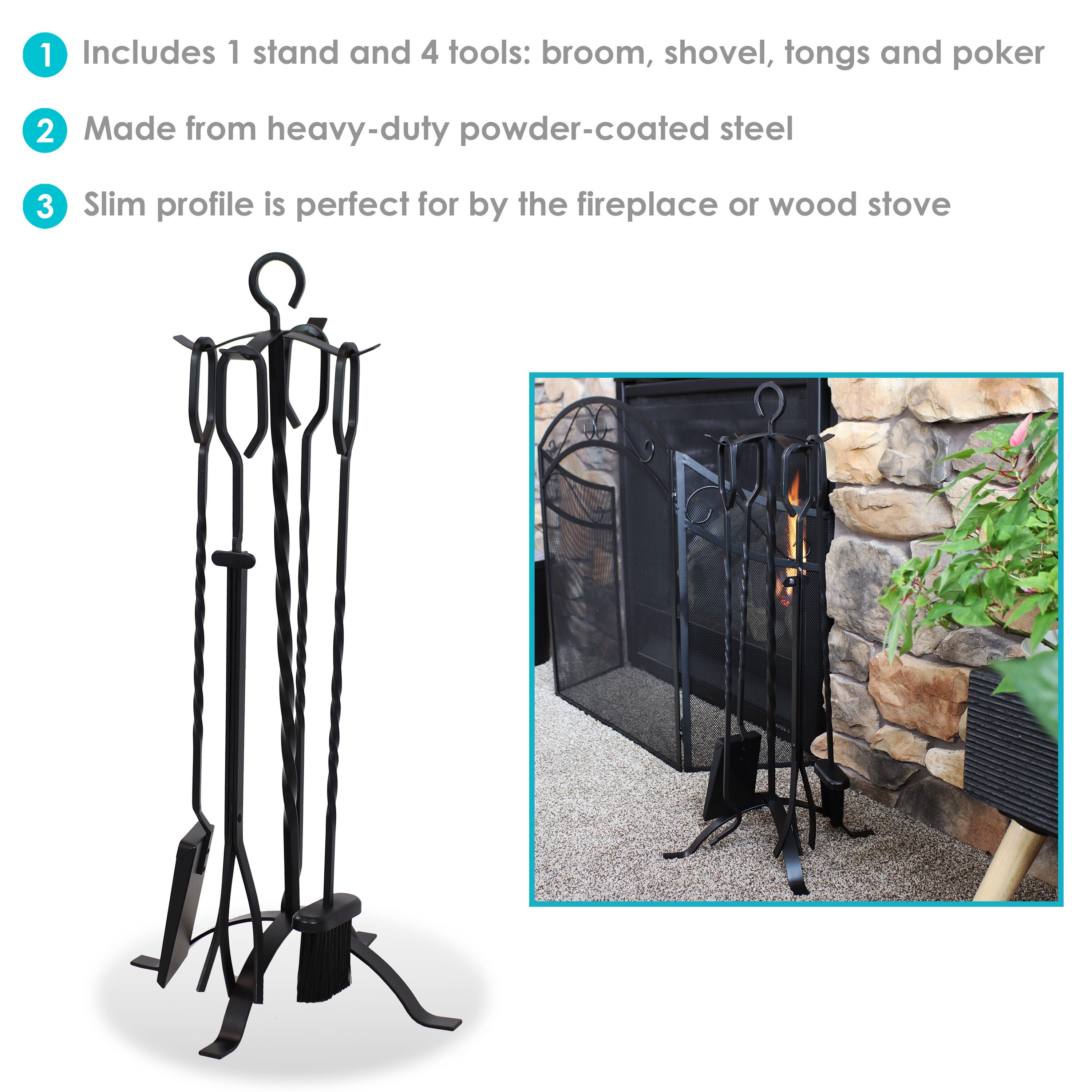 Sunnydaze Decor GWC-456 Fireplace-Tools - View #10