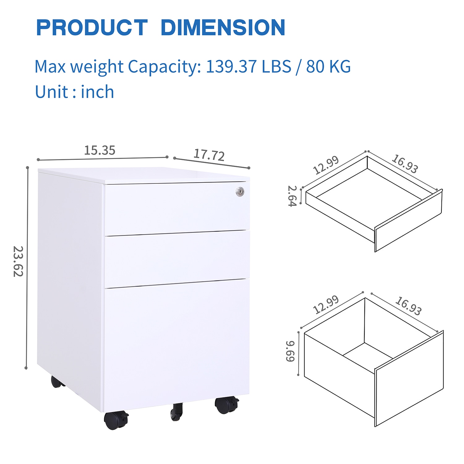 GZMR 3 Drawer File Cabinet White 3-Drawer File Cabinet in the File ...