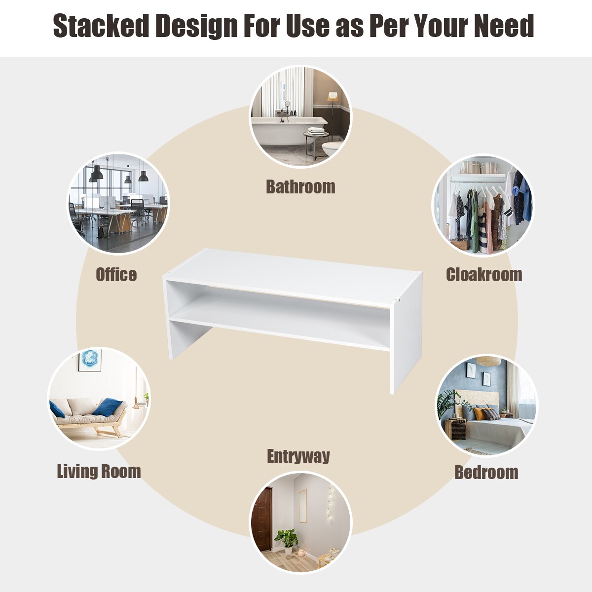 Goplus White Wood Shoe Rack Organizer with 6 Tiers - Holds 9 Pairs of Shoes  - Freestanding and Stackable in the Shoe Storage department at