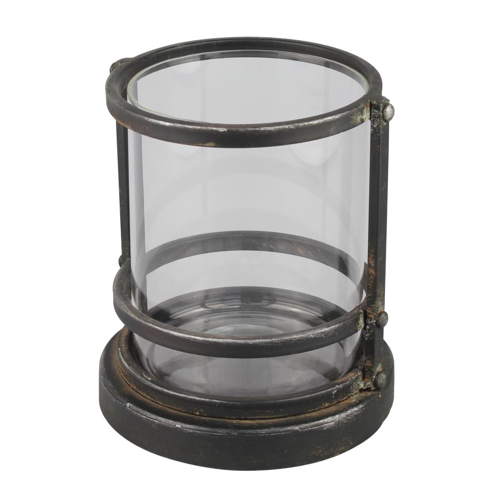 Stonebriar Indoor and Outdoor 10 Vintage Metal and Glass Candle Lantern,  Off-White 